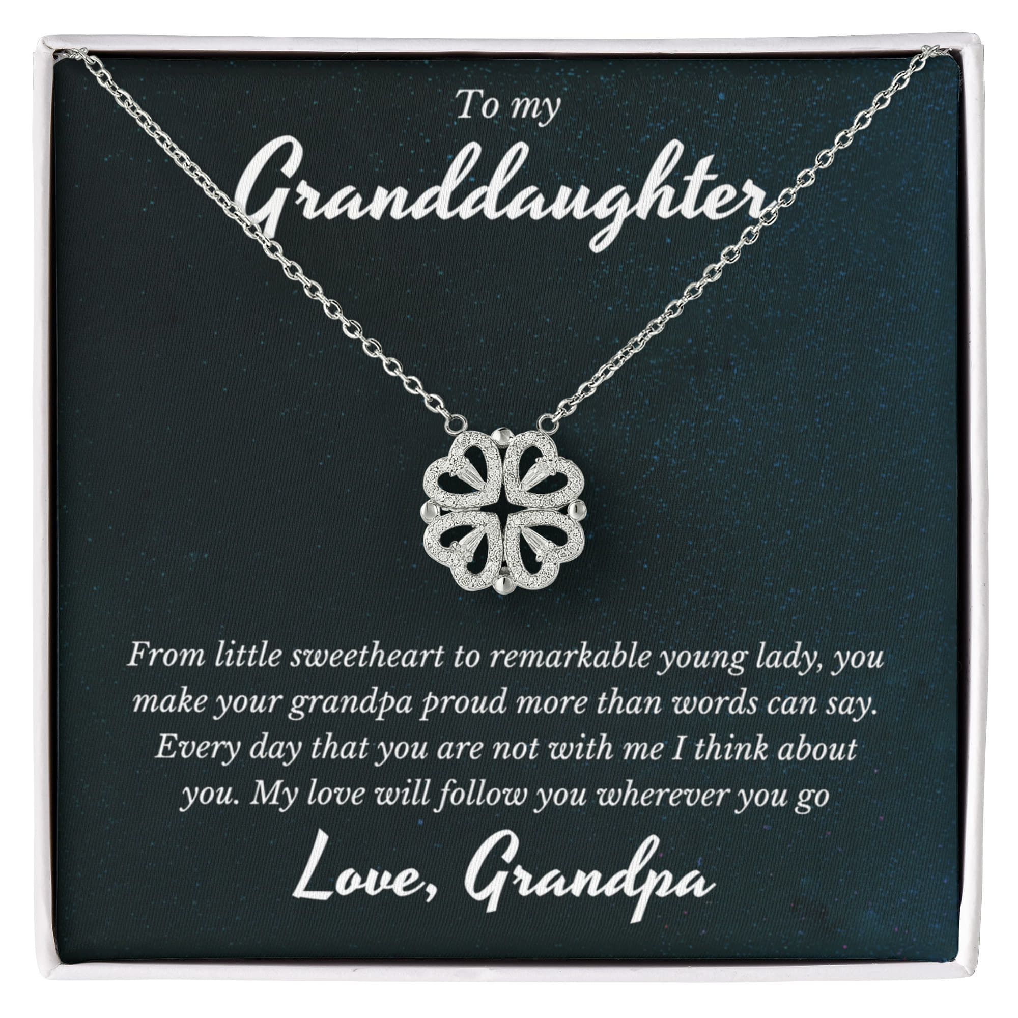 Grandpa To Granddaughter, Magnetic Hearts Necklace