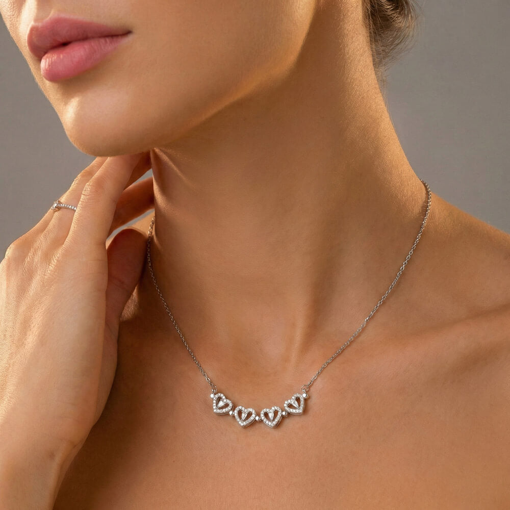 To My Daughter Magnetic Hearts Clover Necklace (from Dad)