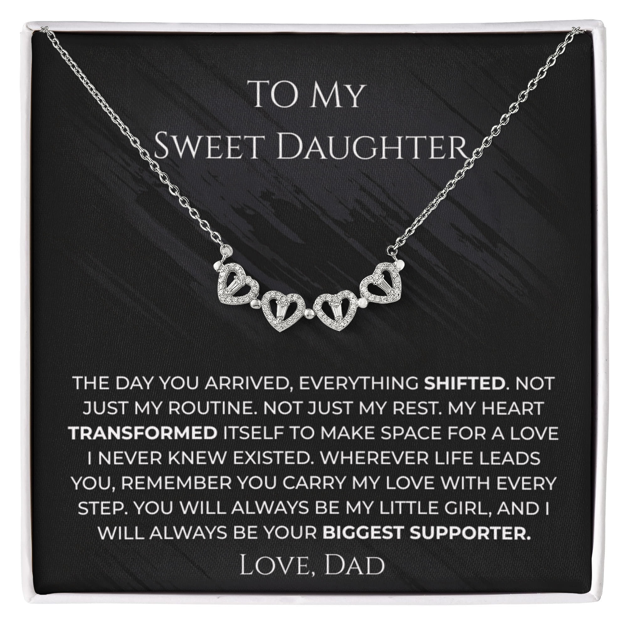 To My Daughter Magnetic Hearts Clover Necklace (from Dad)
