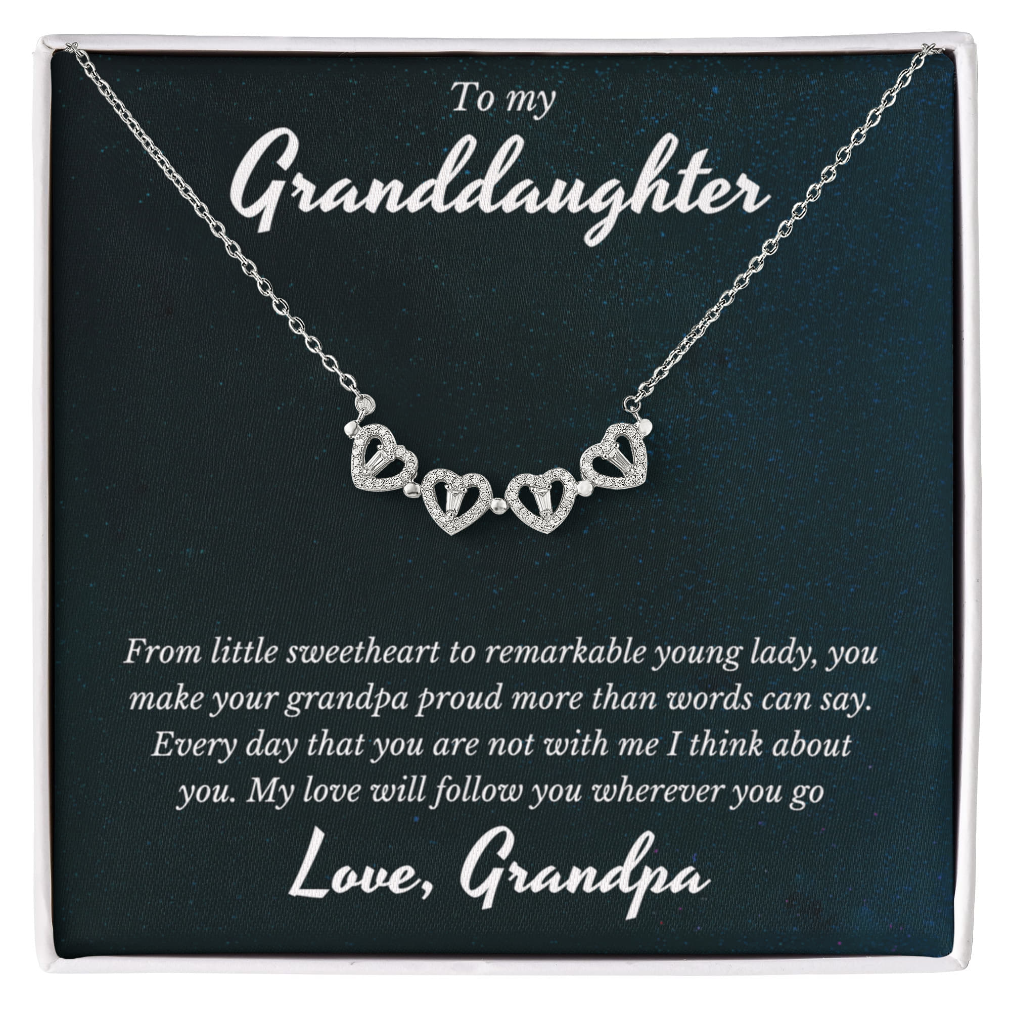 Grandpa To Granddaughter, Magnetic Hearts Necklace