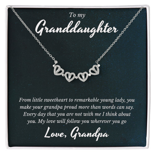 Grandpa To Granddaughter, Magnetic Hearts Necklace