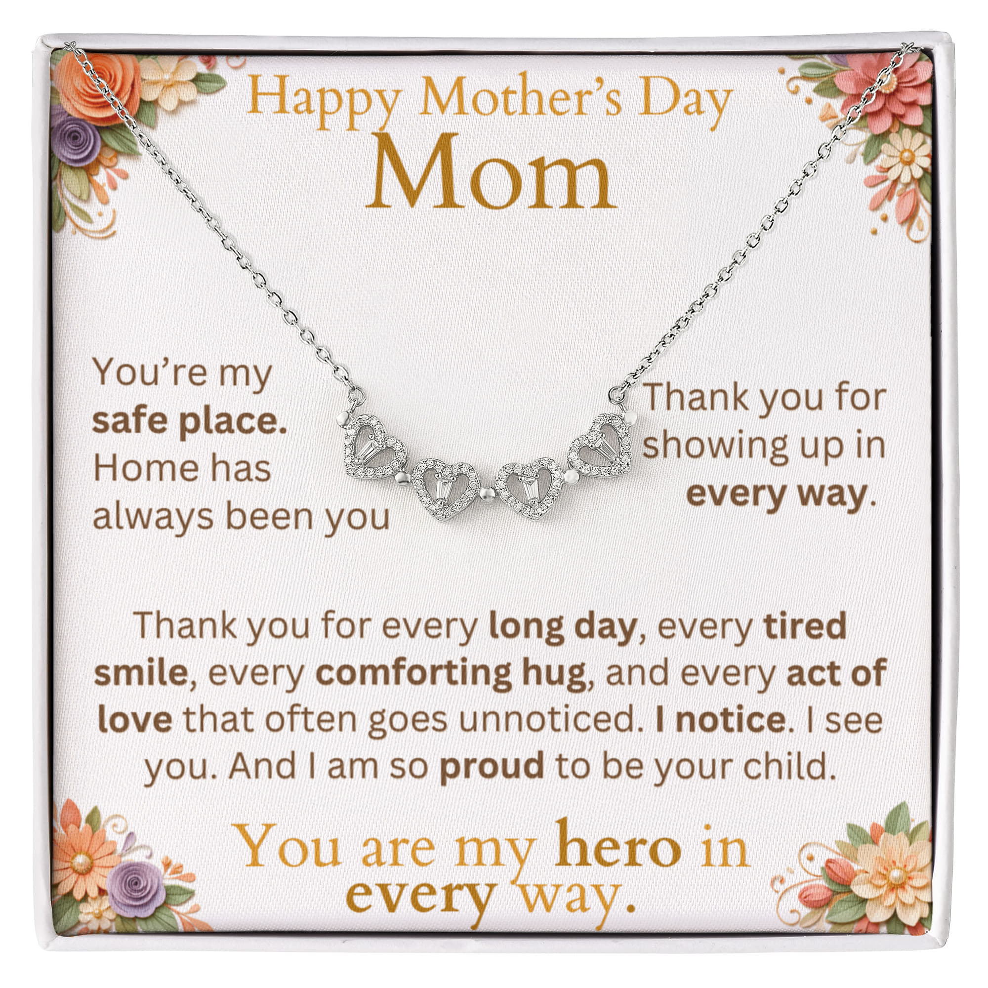 Mother's Day Jewelry and Message Card - Thank You Youre My Safe Place