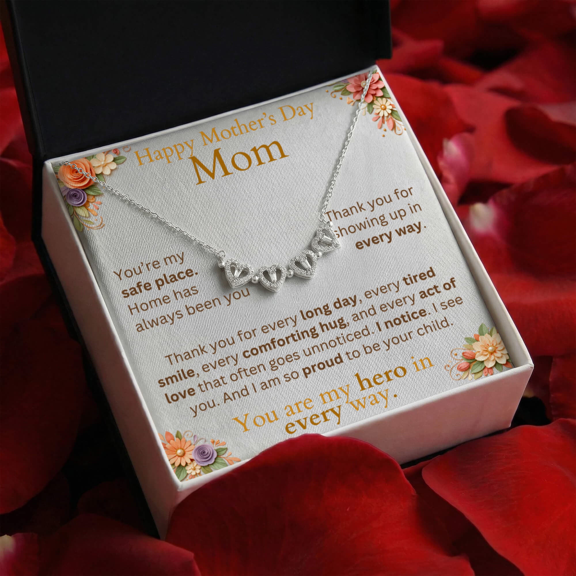 Mother's Day Jewelry and Message Card - Thank You Youre My Safe Place