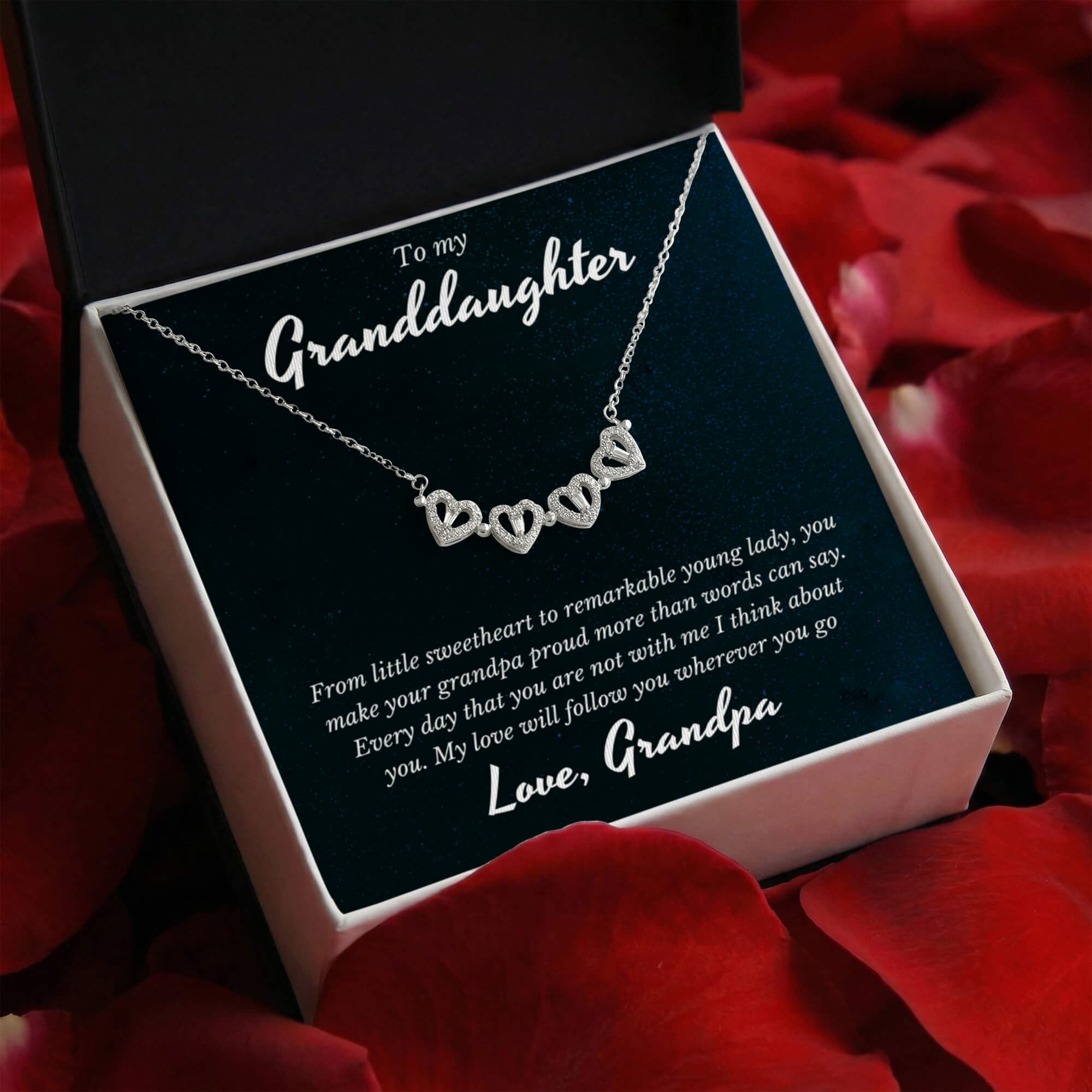 Grandpa To Granddaughter, Magnetic Hearts Necklace