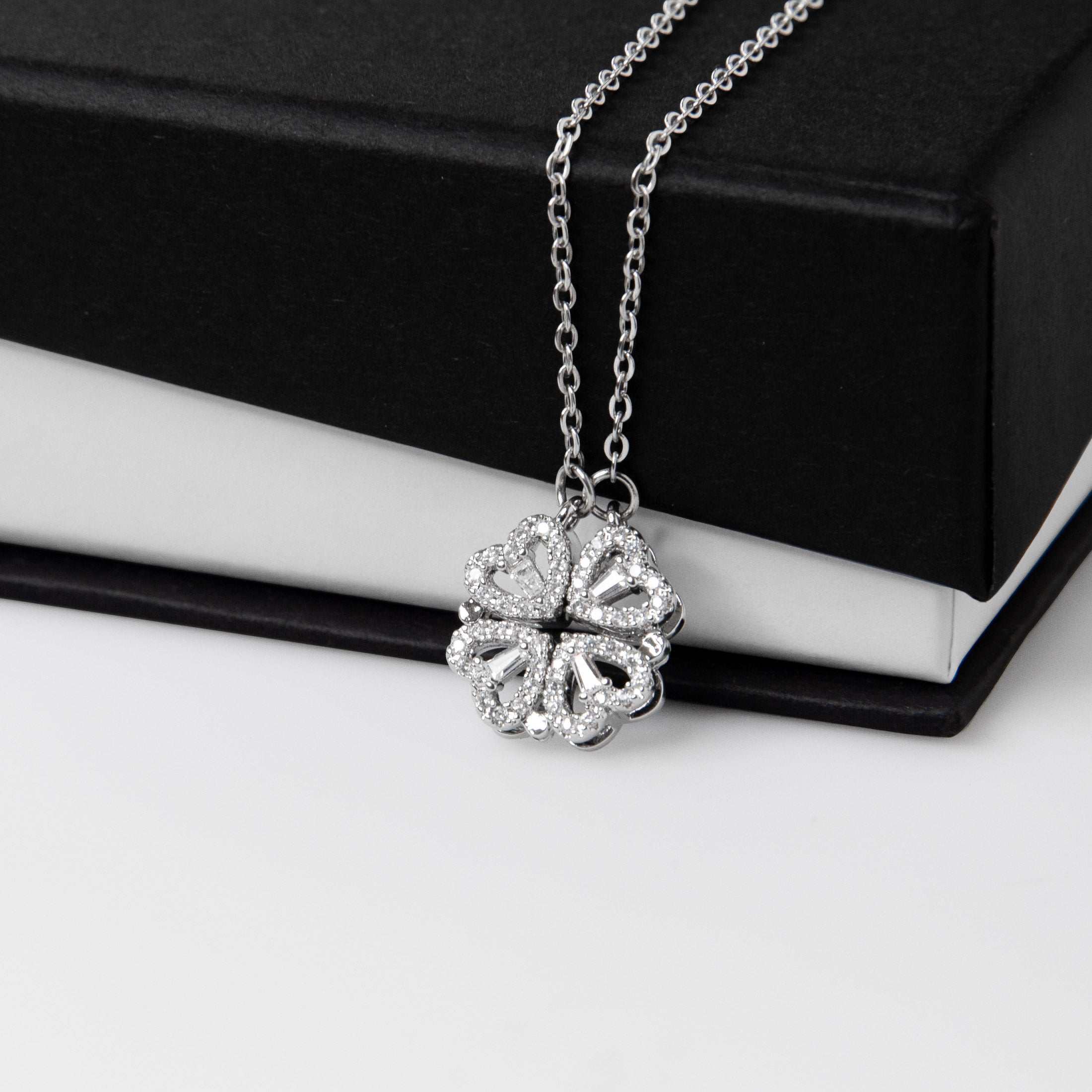 To My Daughter Magnetic Hearts Clover Necklace (from Dad)