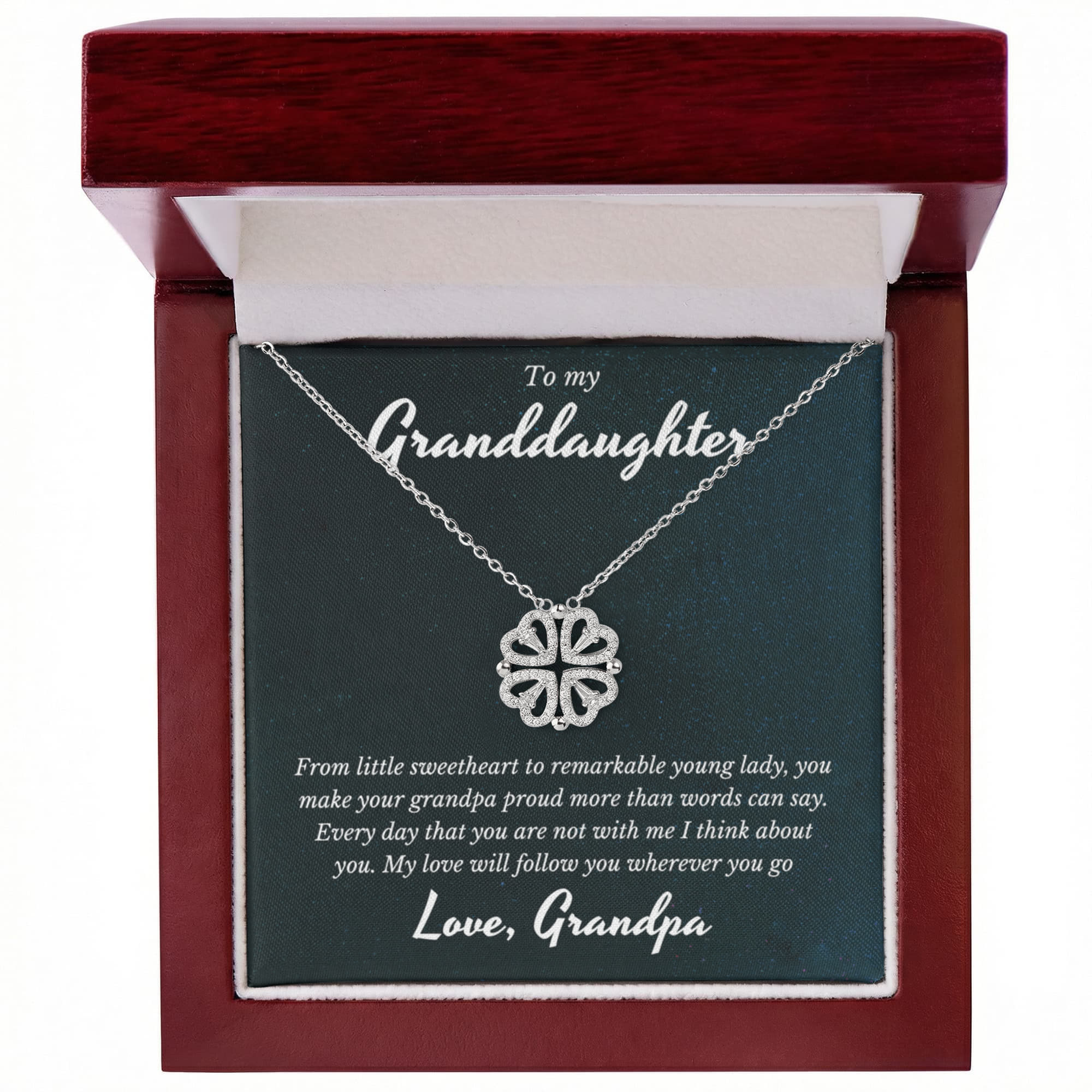 Grandpa To Granddaughter, Magnetic Hearts Necklace