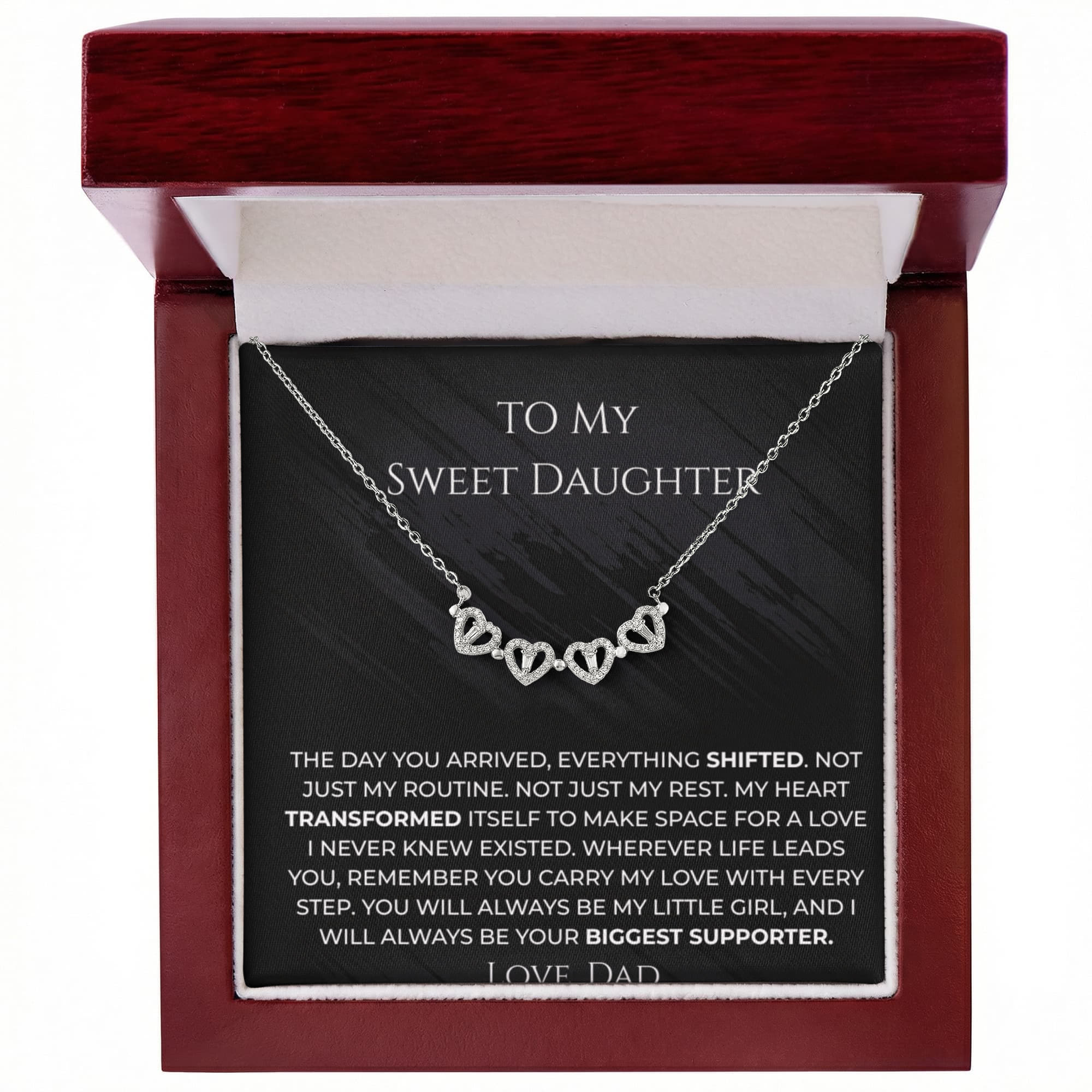 To My Daughter Magnetic Hearts Clover Necklace (from Dad)