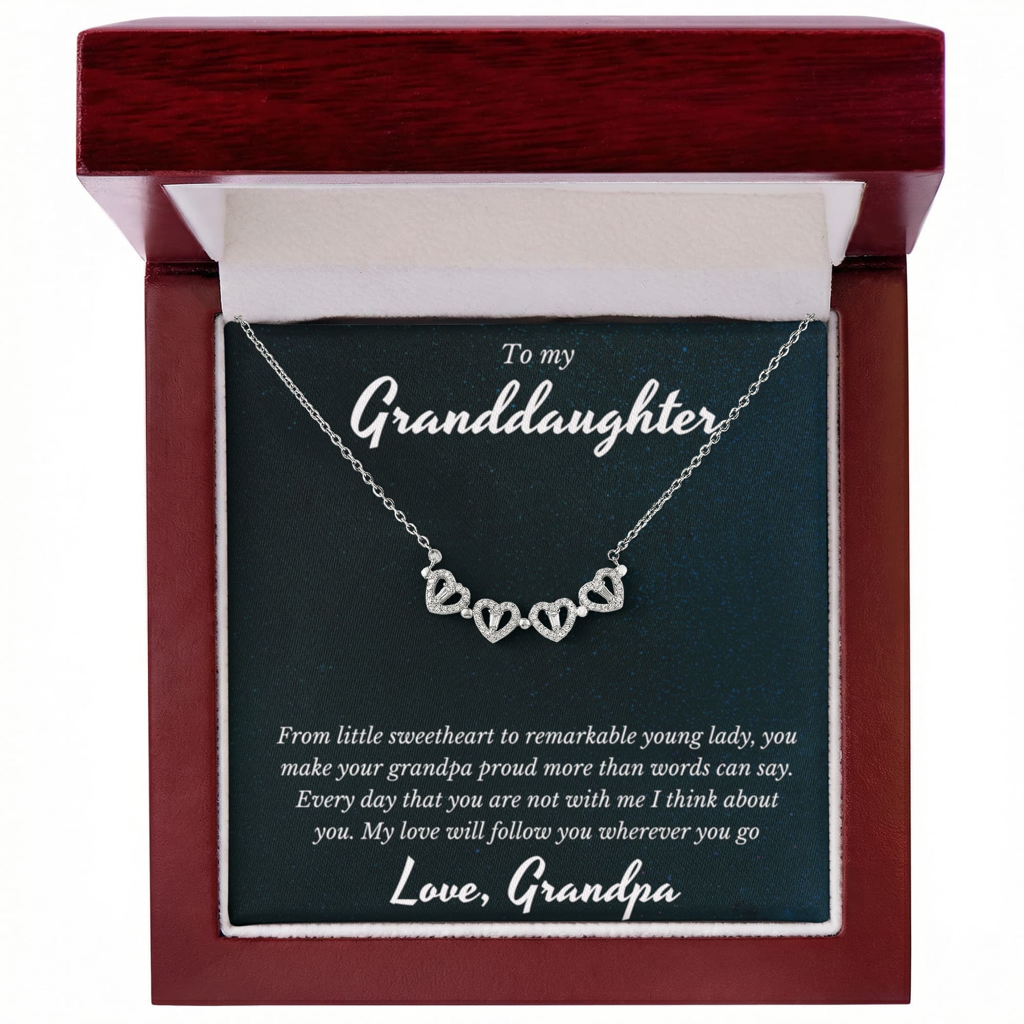 Grandpa To Granddaughter, Magnetic Hearts Necklace
