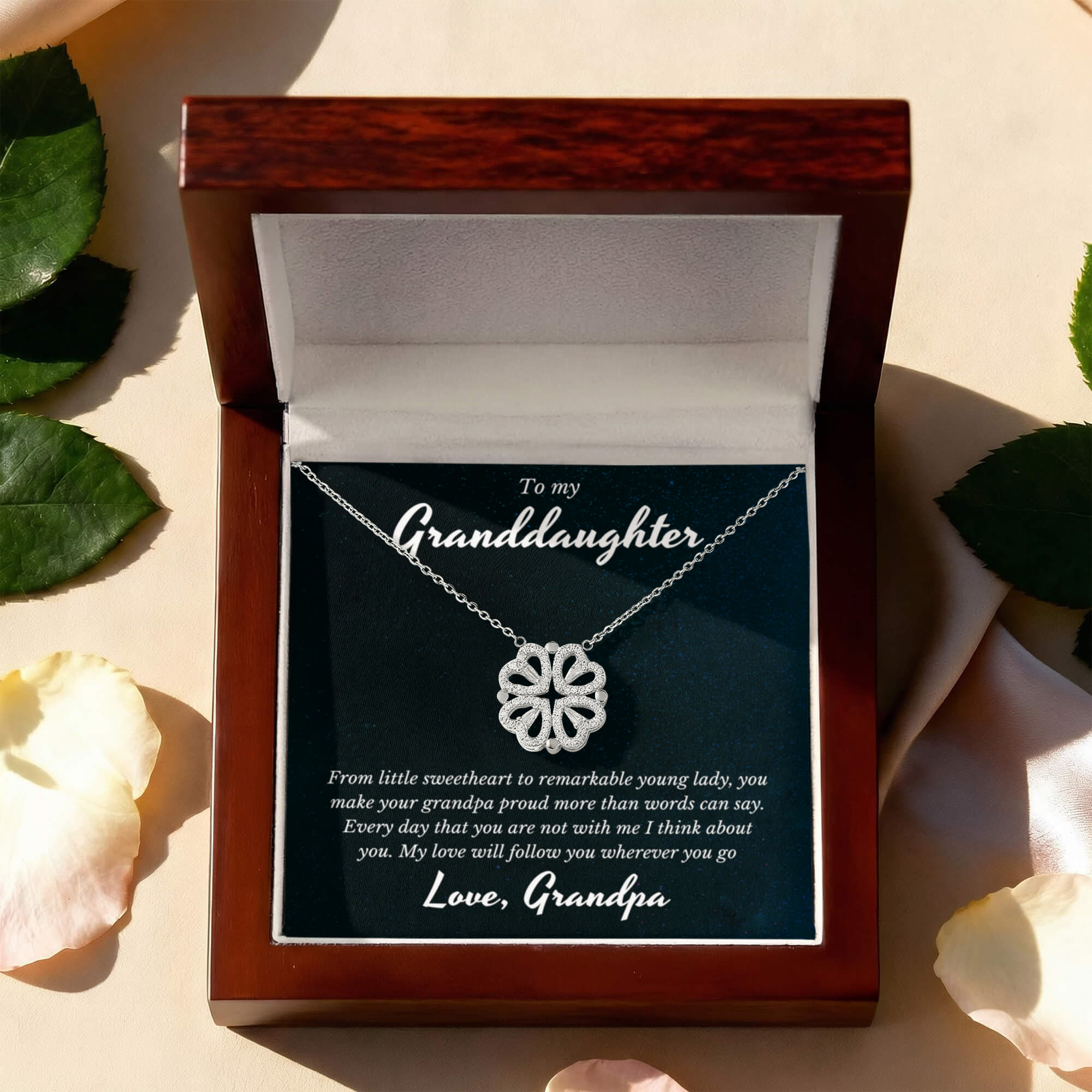 Grandpa To Granddaughter, Magnetic Hearts Necklace