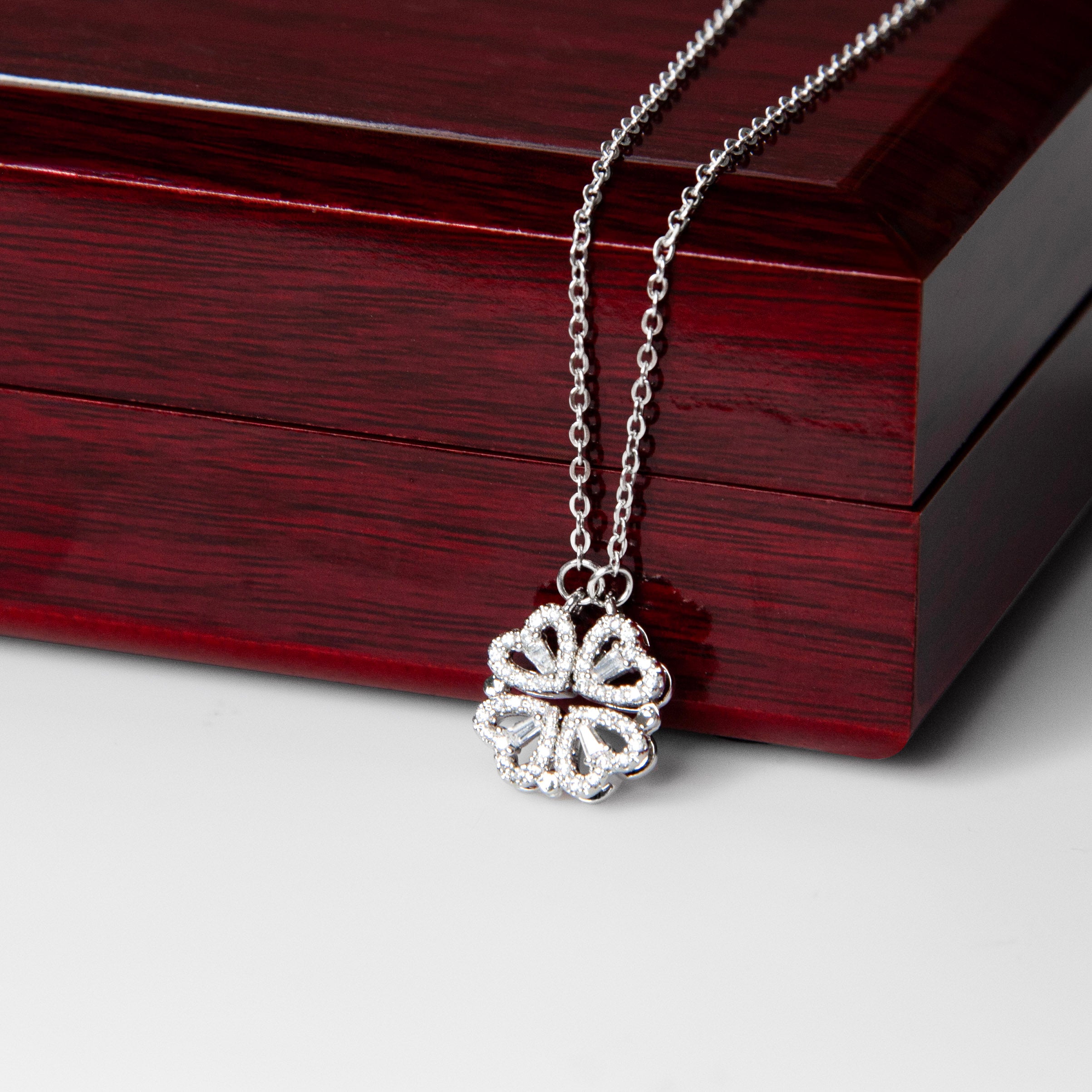 To My Daughter Magnetic Hearts Clover Necklace (from Dad)