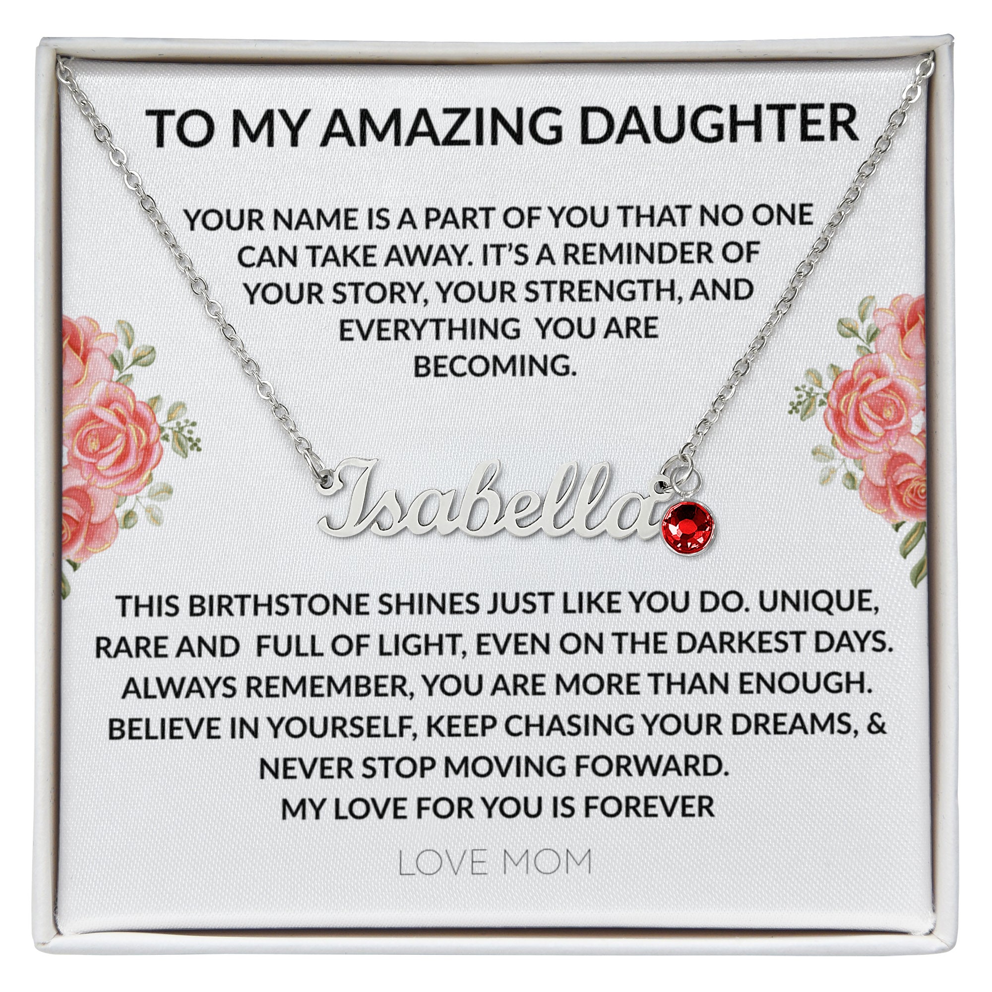 To My Amazing Daughter - Custom Name Necklace with Birthstone