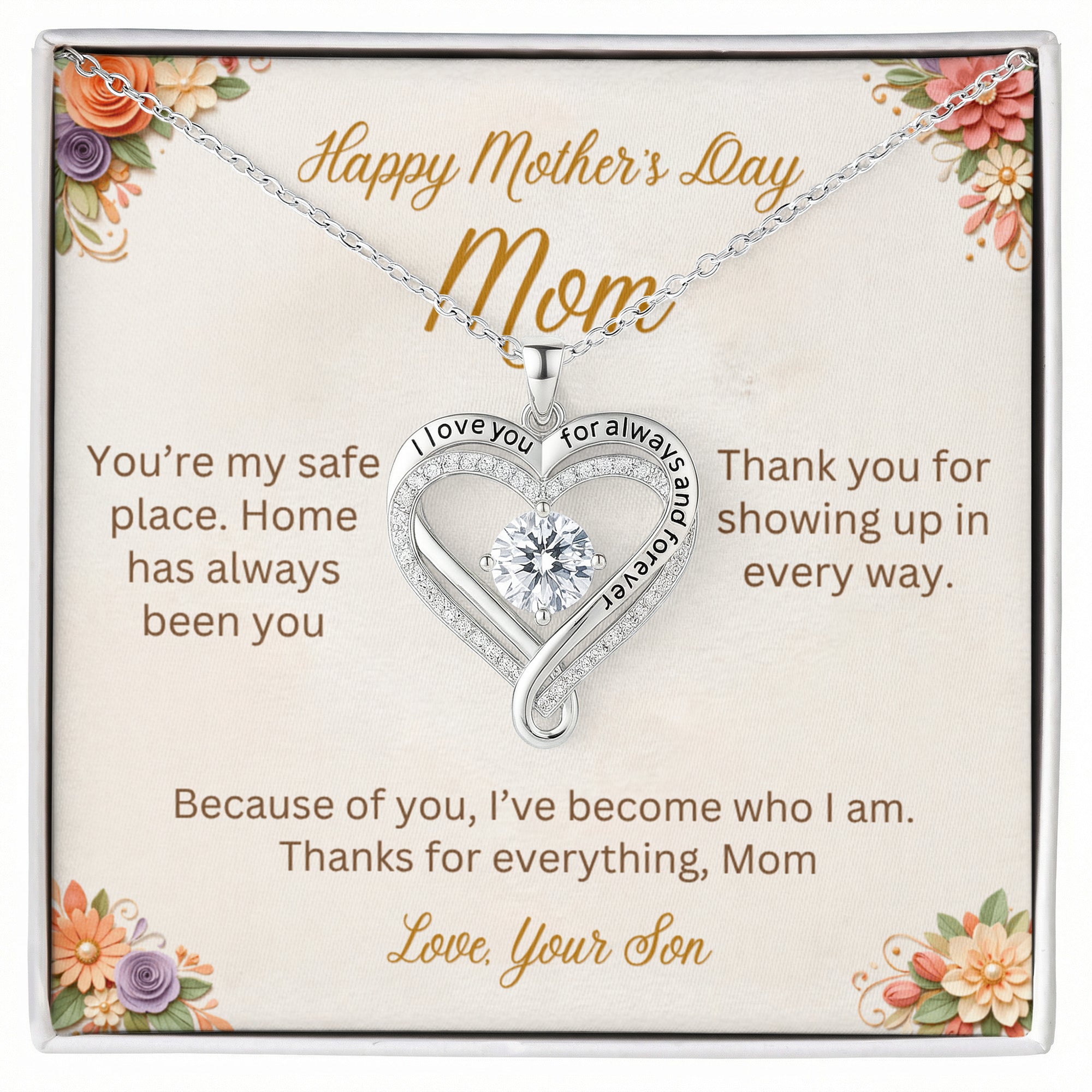 From Son to Mom Necklace — “You Are My Happy Place” (Mother’s Day Gift)