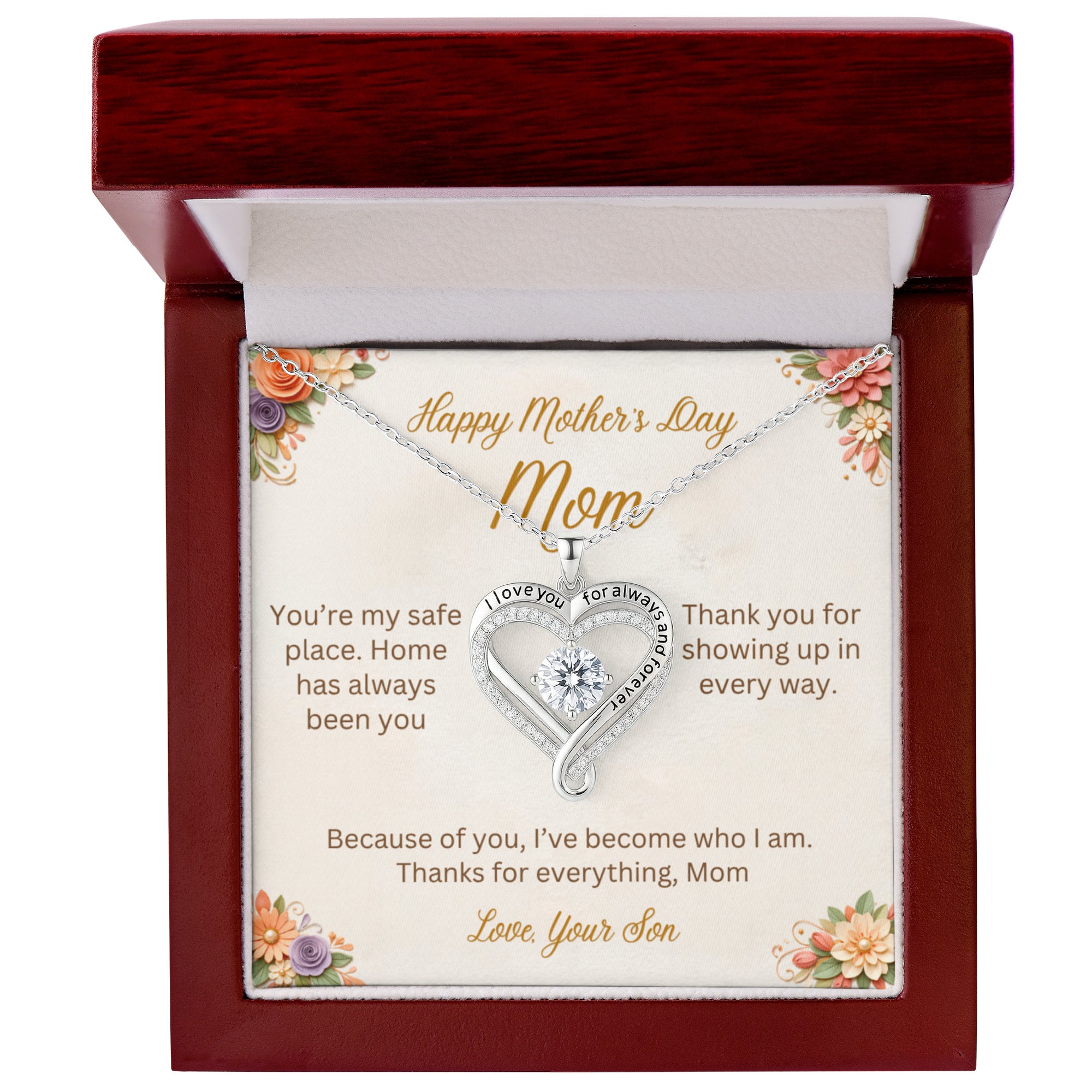 From Son to Mom Necklace — “You Are My Happy Place” (Mother’s Day Gift)