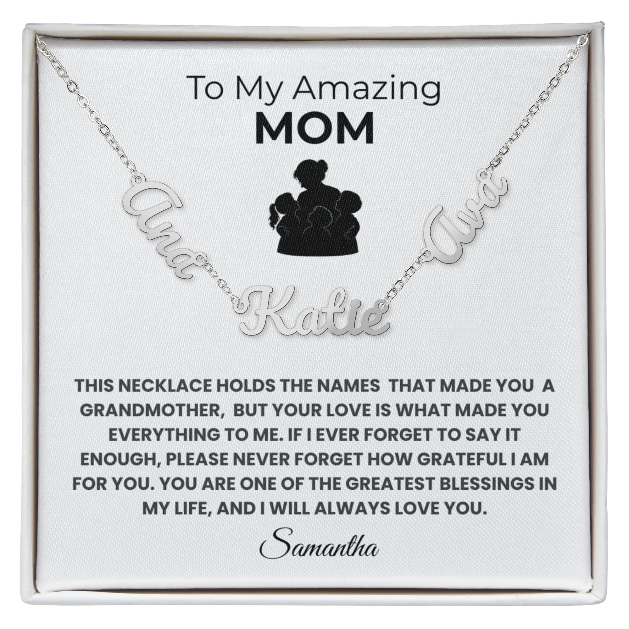 To My Amazing Mom Personalized Grandmother Name Necklace