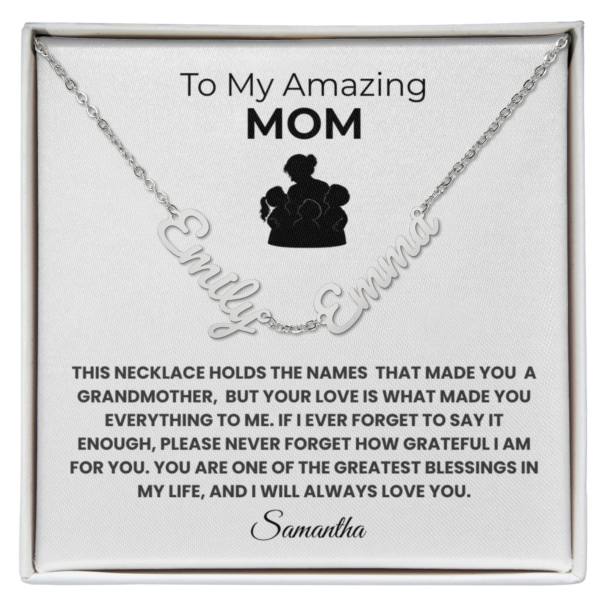 To My Amazing Mom Personalized Grandmother Name Necklace
