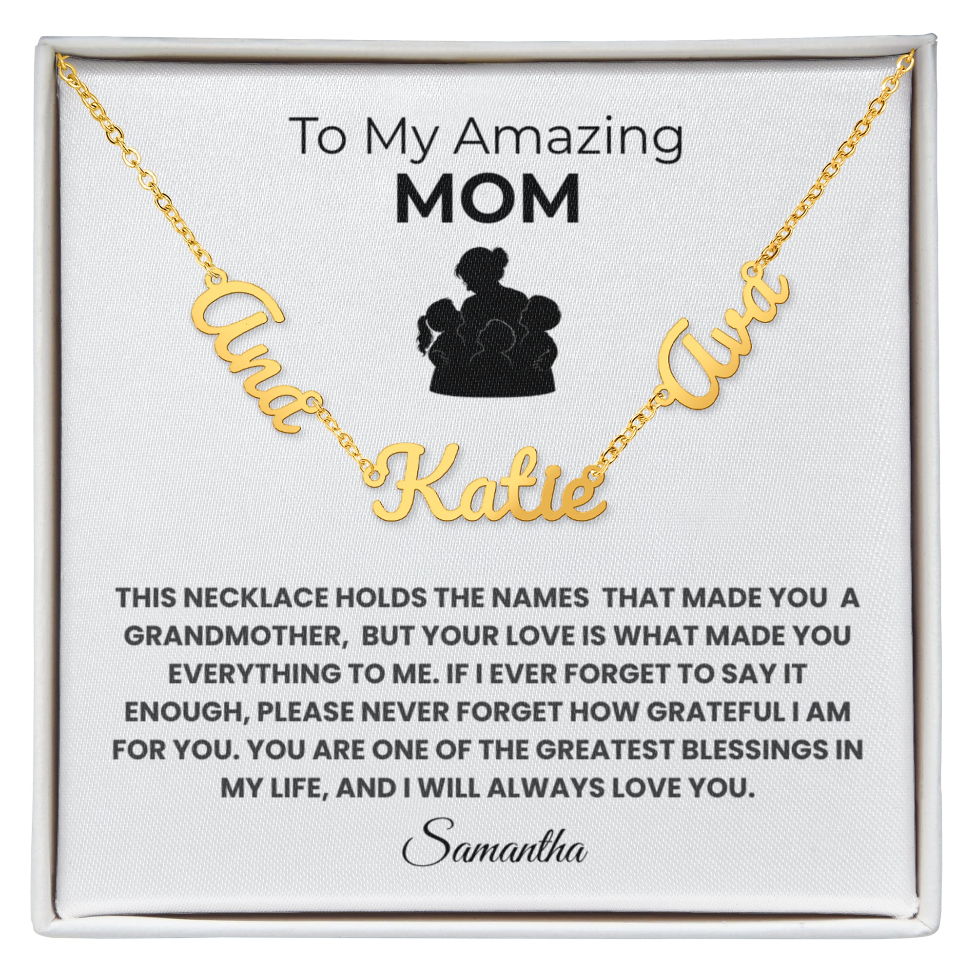 To My Amazing Mom Personalized Grandmother Name Necklace