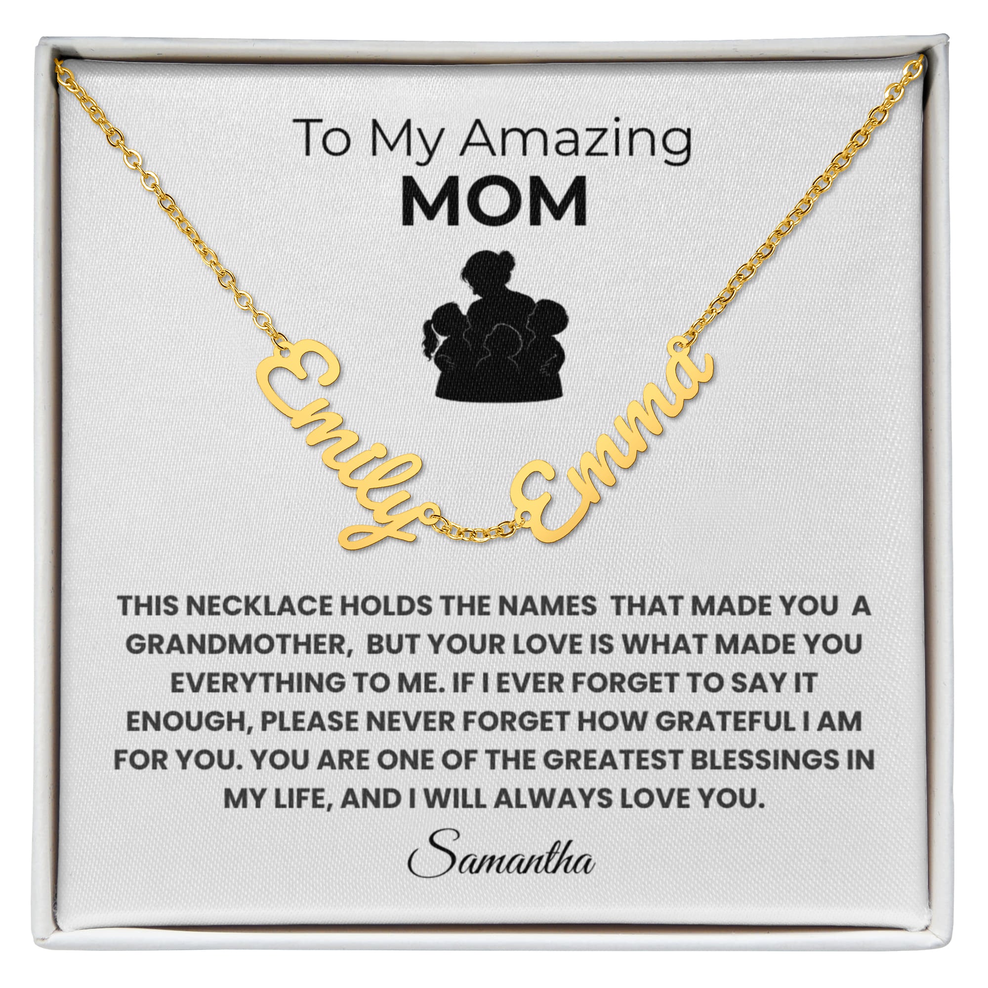 To My Amazing Mom Personalized Grandmother Name Necklace