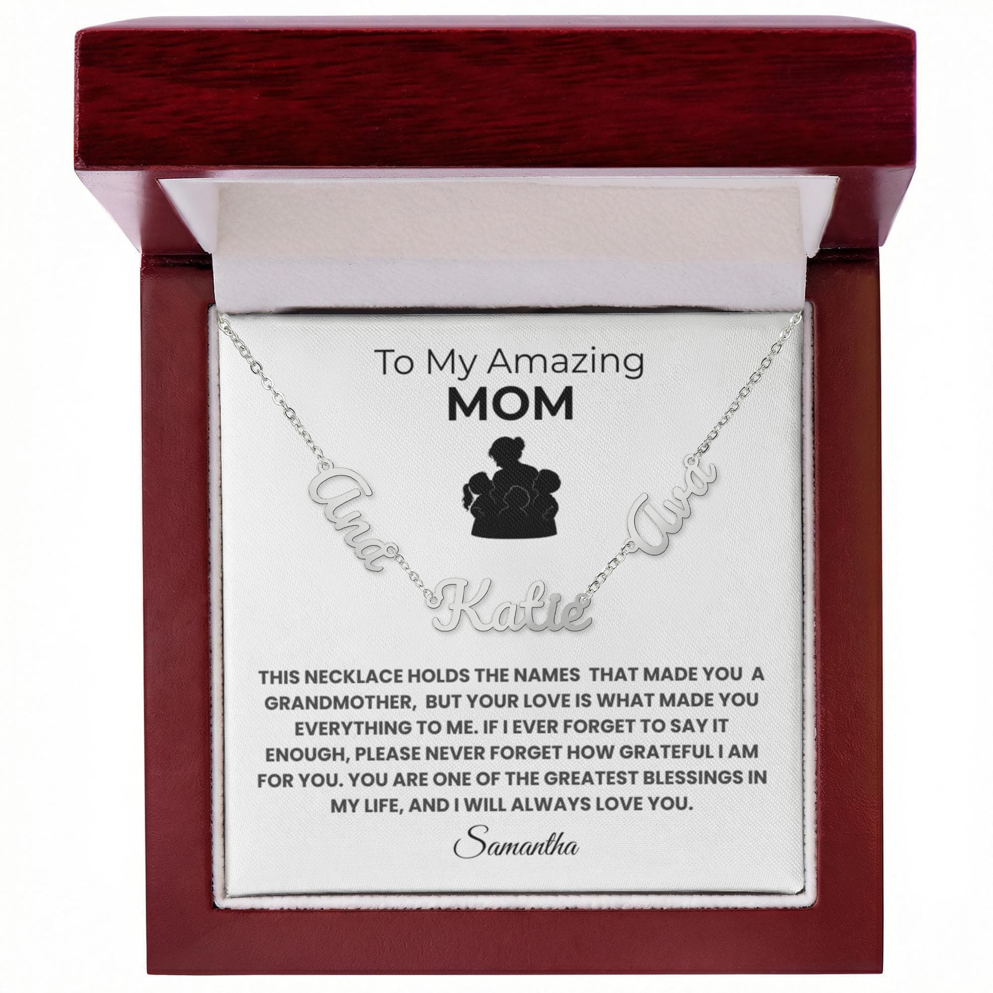 To My Amazing Mom Personalized Grandmother Name Necklace