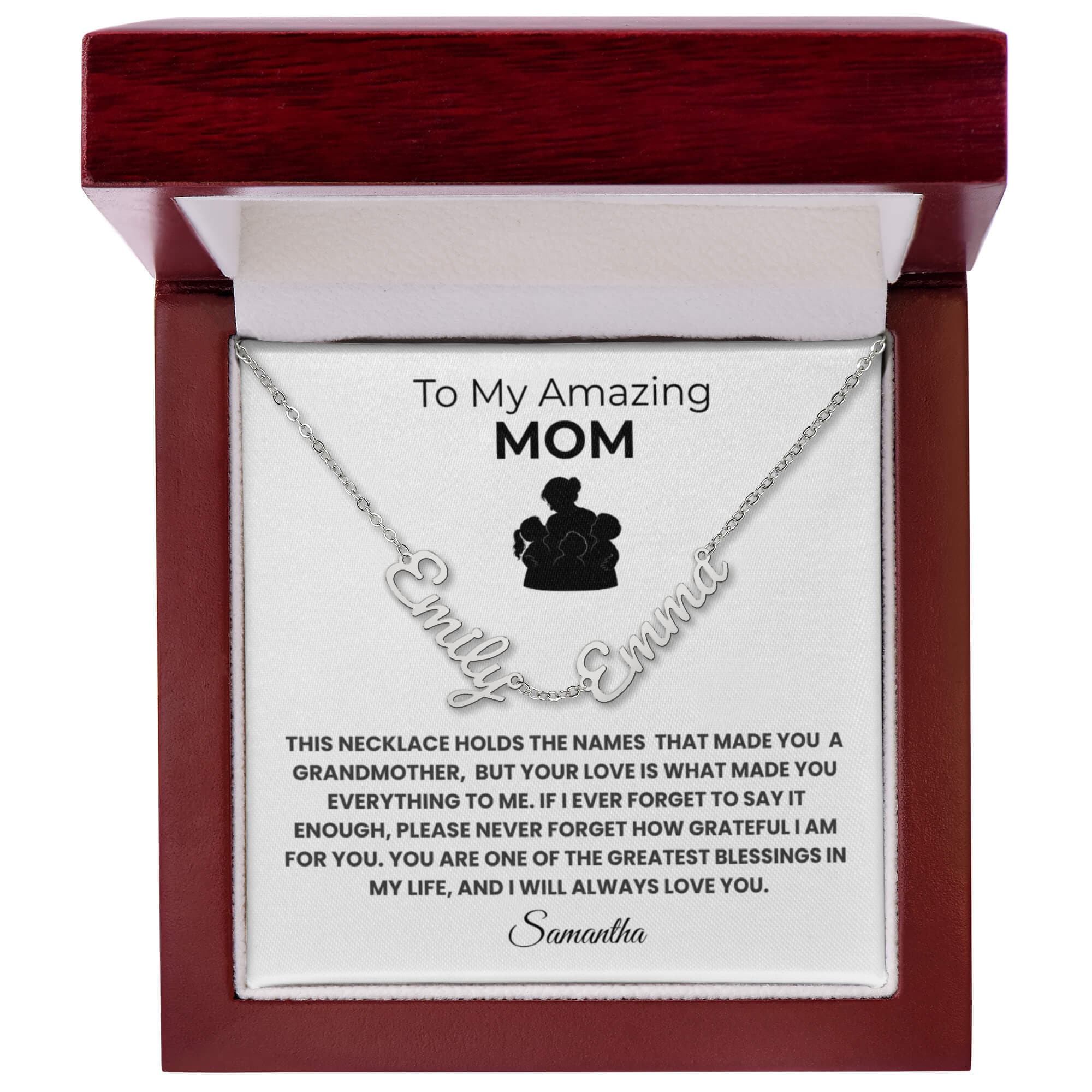 To My Amazing Mom Personalized Grandmother Name Necklace