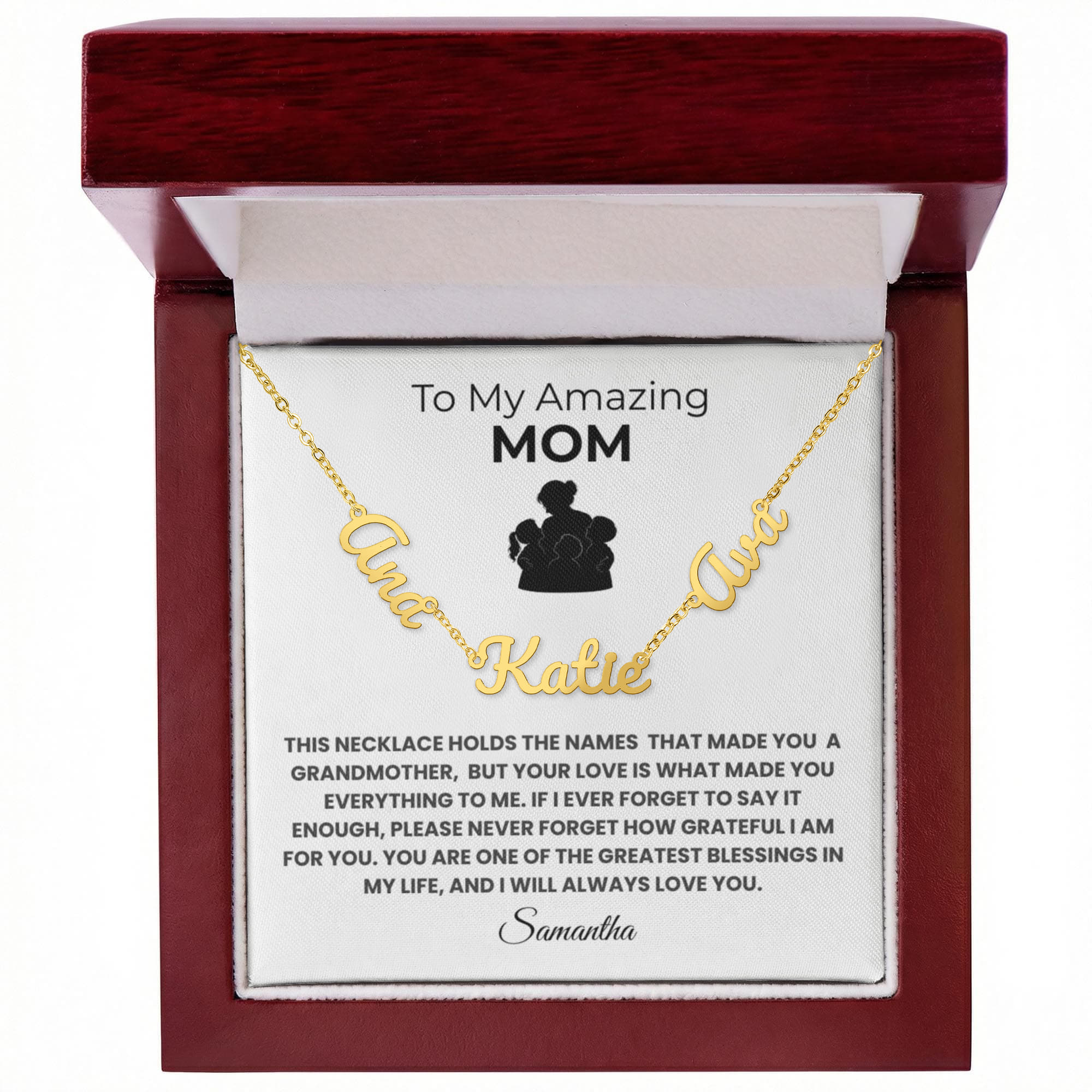 To My Amazing Mom Personalized Grandmother Name Necklace
