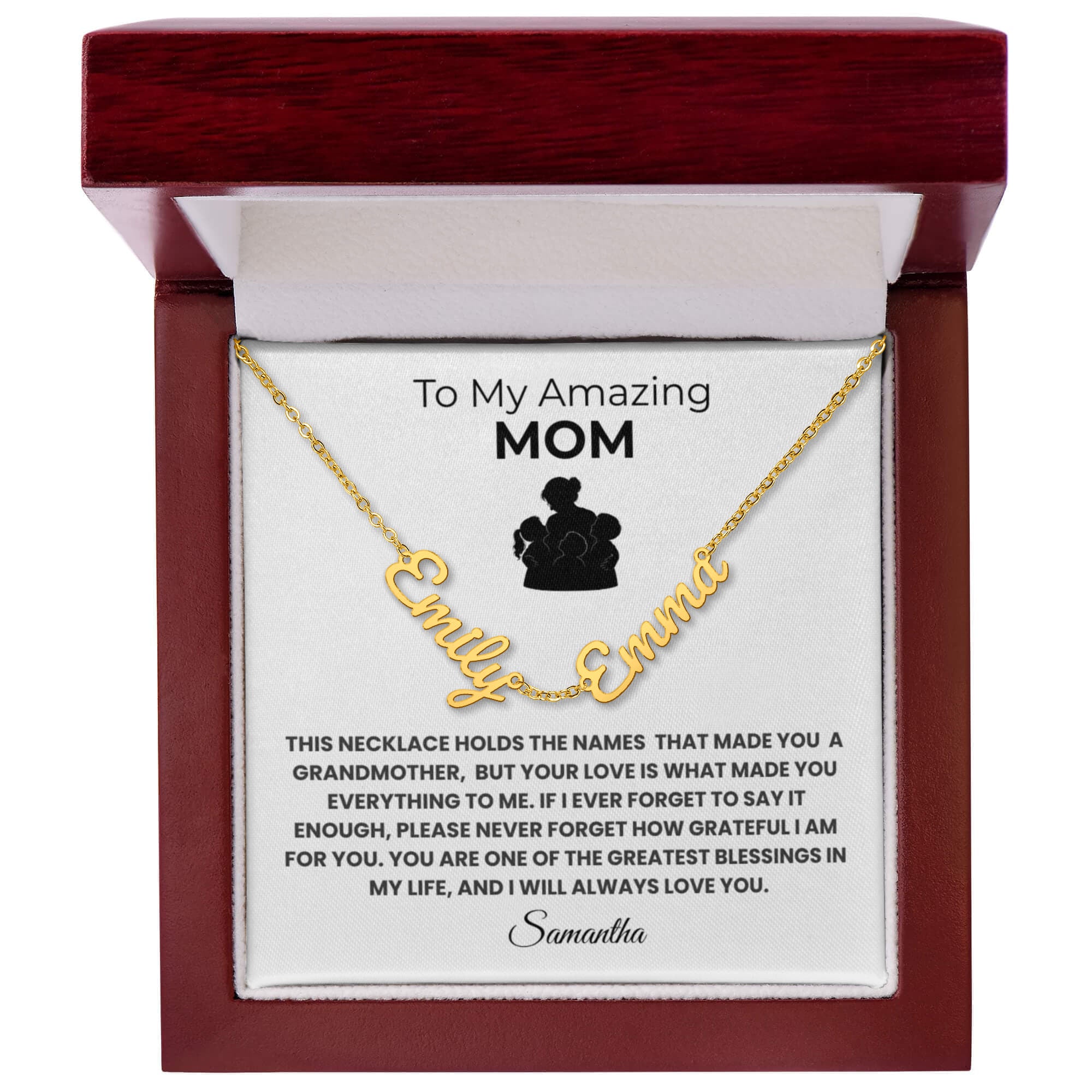 To My Amazing Mom Personalized Grandmother Name Necklace