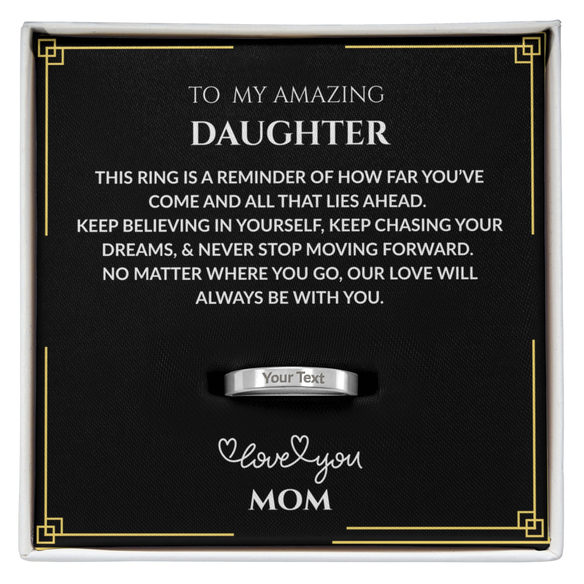 Daughter Graduation Gift - Engraved Women's Ring with Message Card