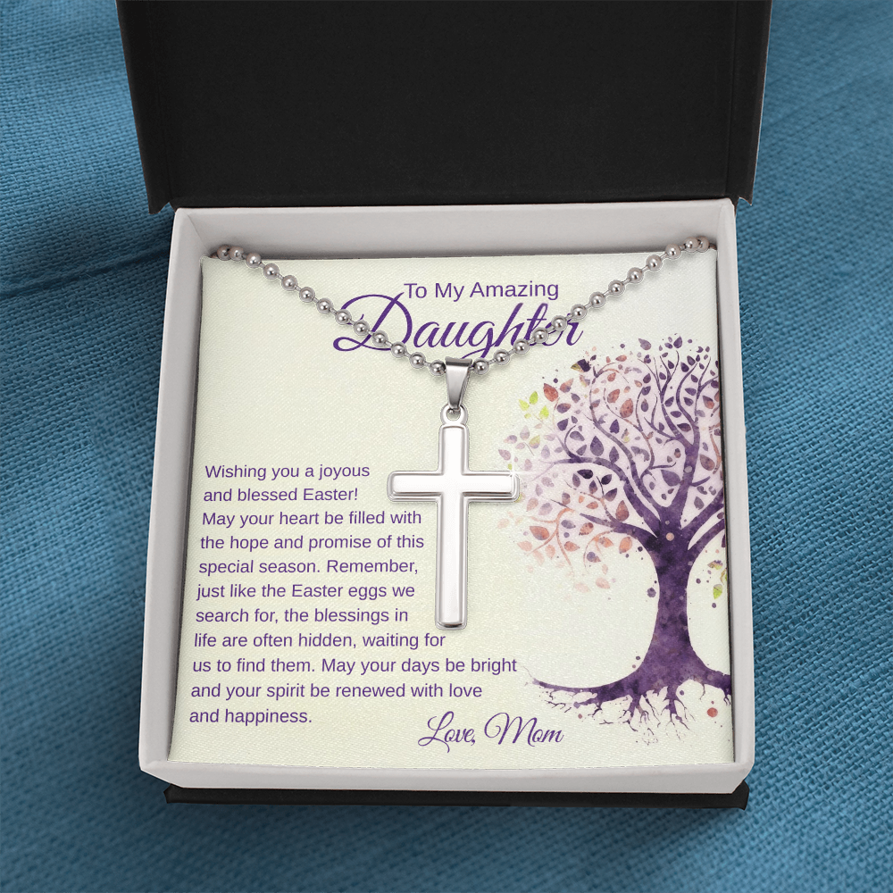 To My Daughter, Wishing You A Joyous Easter - Artisan Cross Necklace