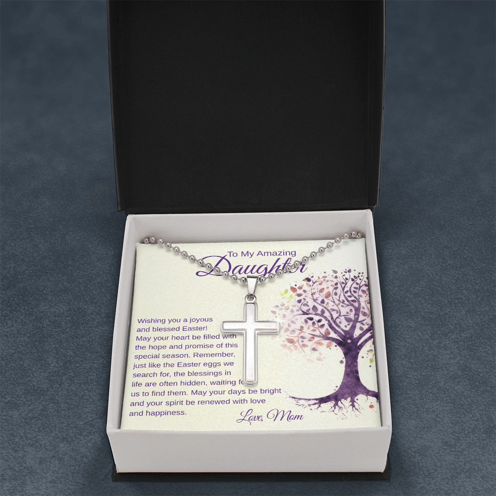 To My Daughter, Wishing You A Joyous Easter - Artisan Cross Necklace