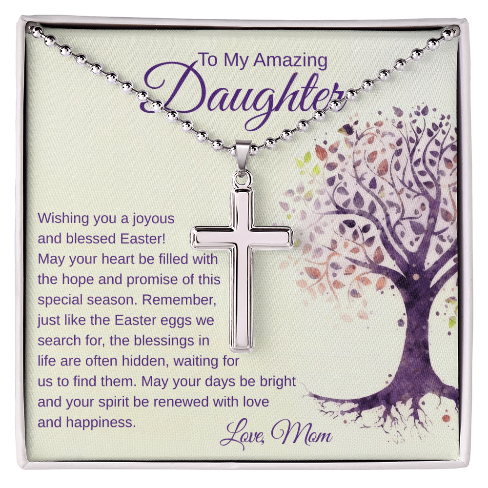 To My Daughter, Wishing You A Joyous Easter - Artisan Cross Necklace