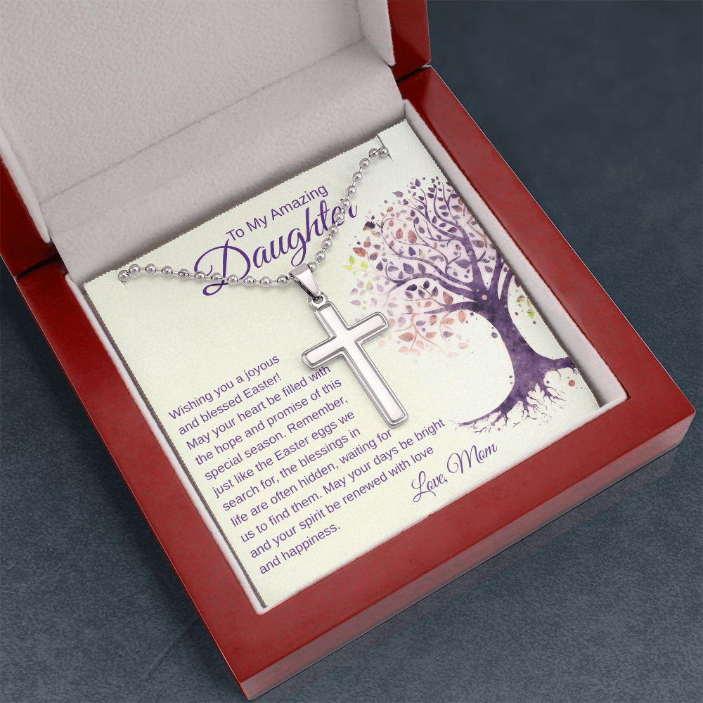 To My Daughter, Wishing You A Joyous Easter - Artisan Cross Necklace