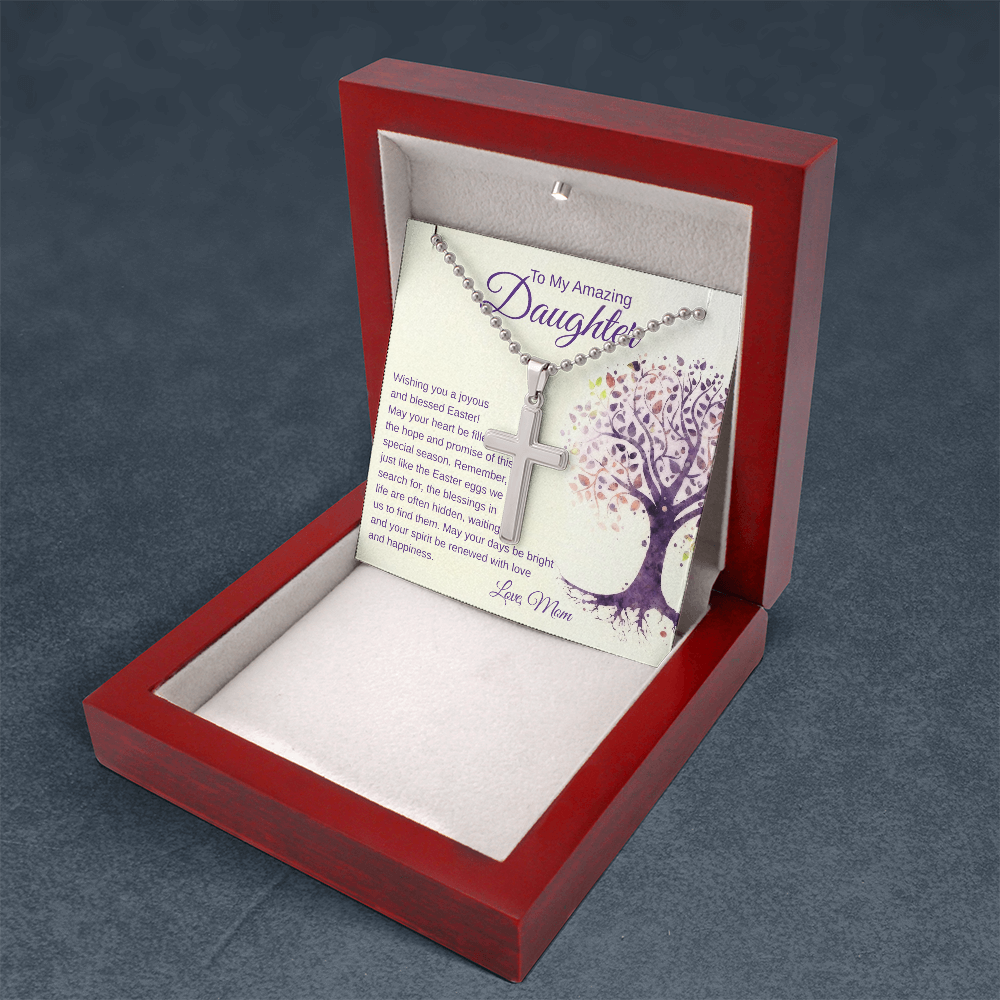 To My Daughter, Wishing You A Joyous Easter - Artisan Cross Necklace