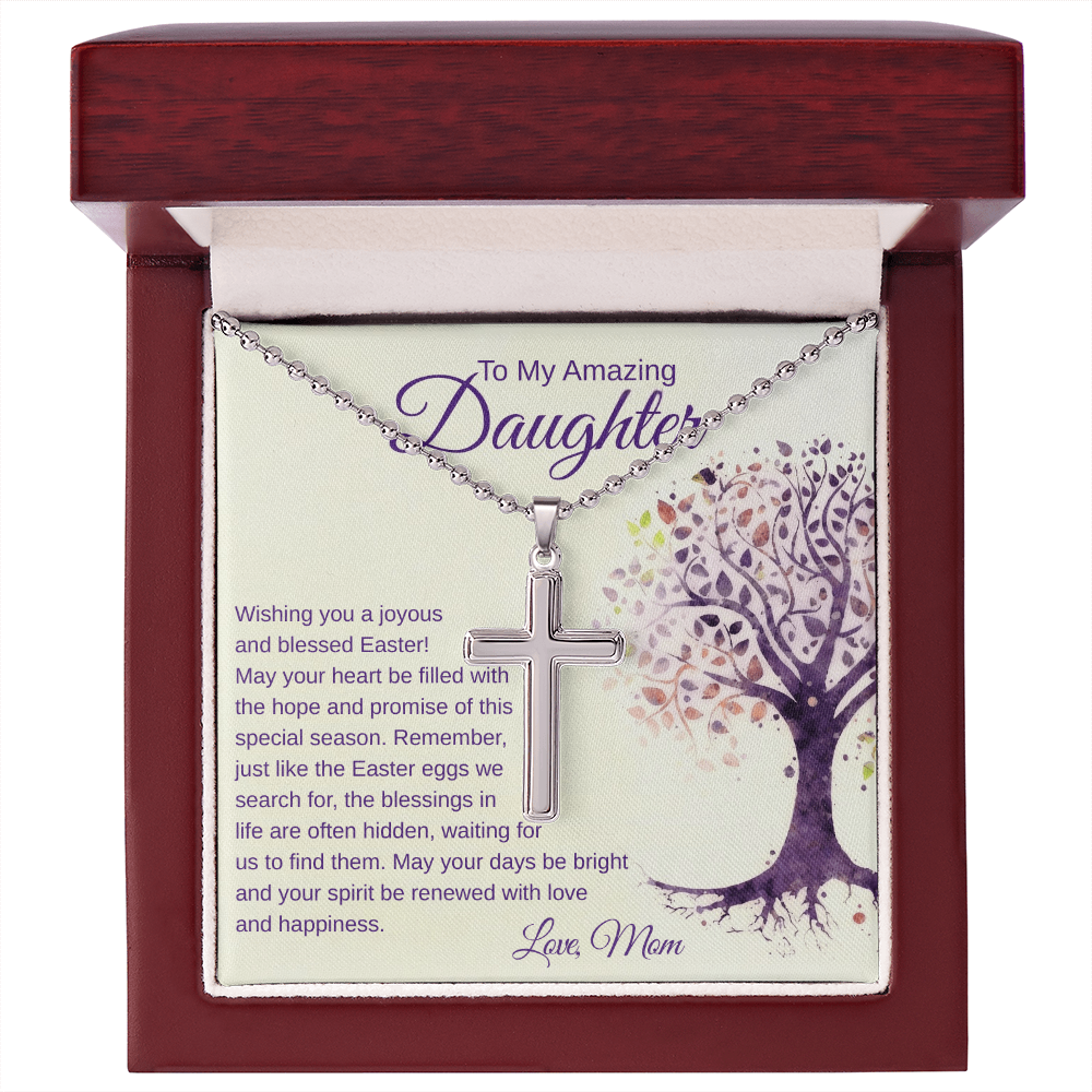 To My Daughter, Wishing You A Joyous Easter - Artisan Cross Necklace