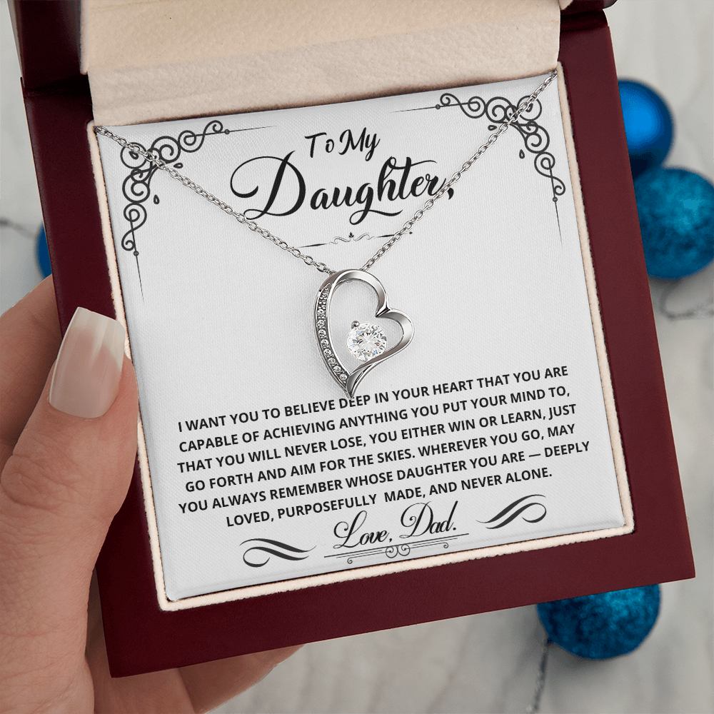To My Daughter — You Either Win or Learn Forever Love Necklace (from Dad)