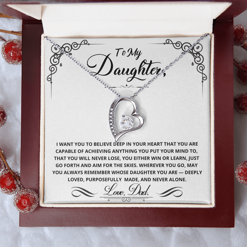 To My Daughter — You Either Win or Learn Forever Love Necklace (from Dad)