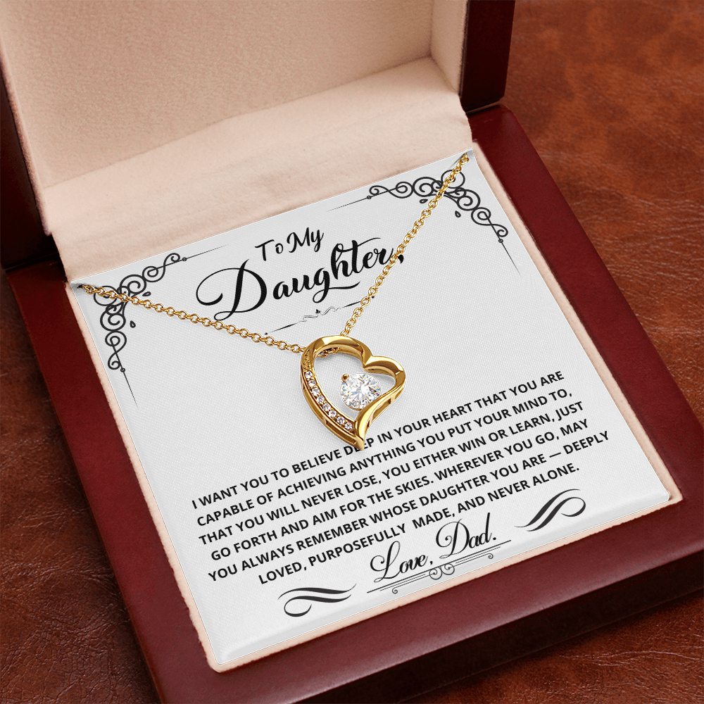 To My Daughter — You Either Win or Learn Forever Love Necklace (from Dad)