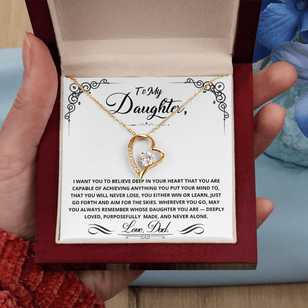 To My Daughter — You Either Win or Learn Forever Love Necklace (from Dad)