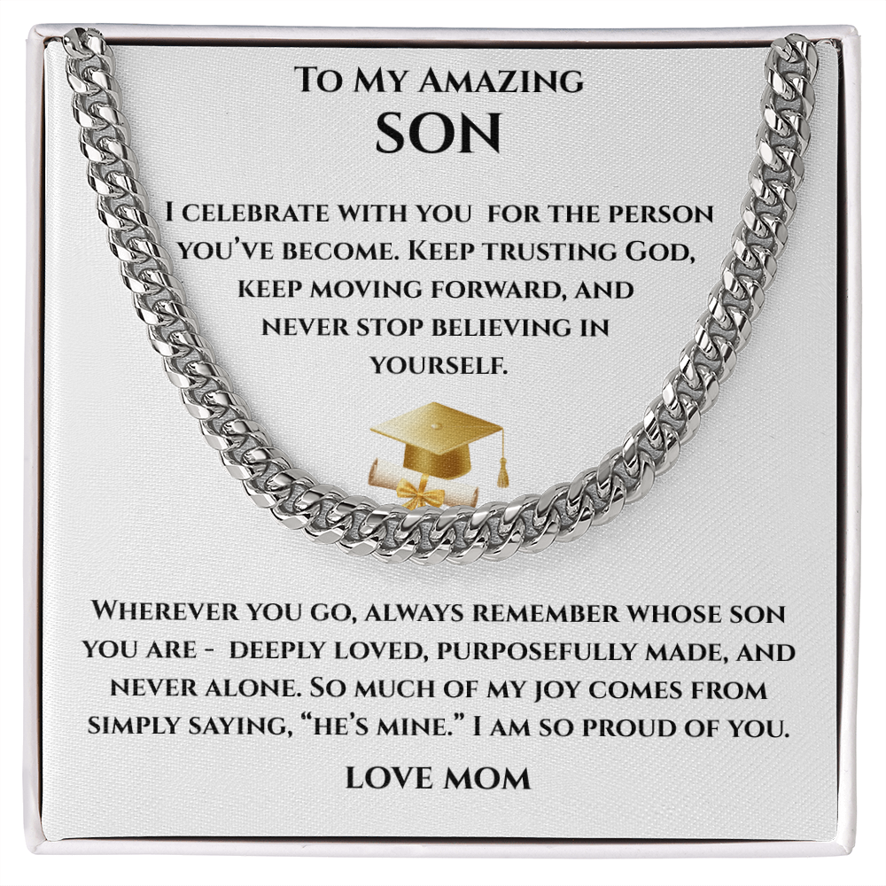 Mom To SonGraduation Gift - Cuban Link Chain