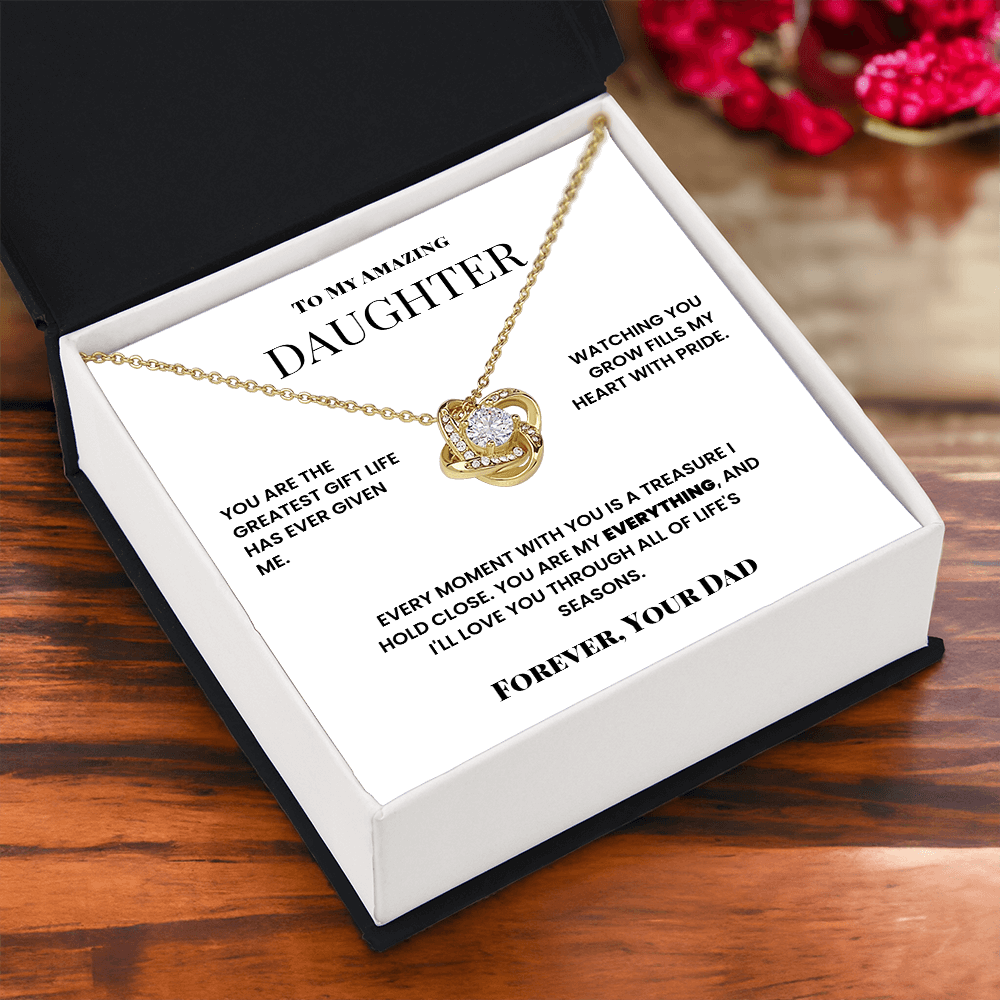 To My Amazing, Daughter, Love Knot Necklace - You are the greatest gift