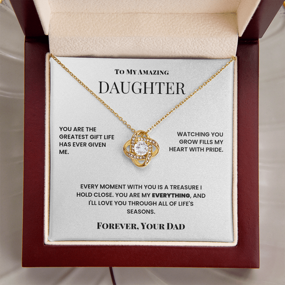 To My Amazing, Daughter, Love Knot Necklace - You are the greatest gift