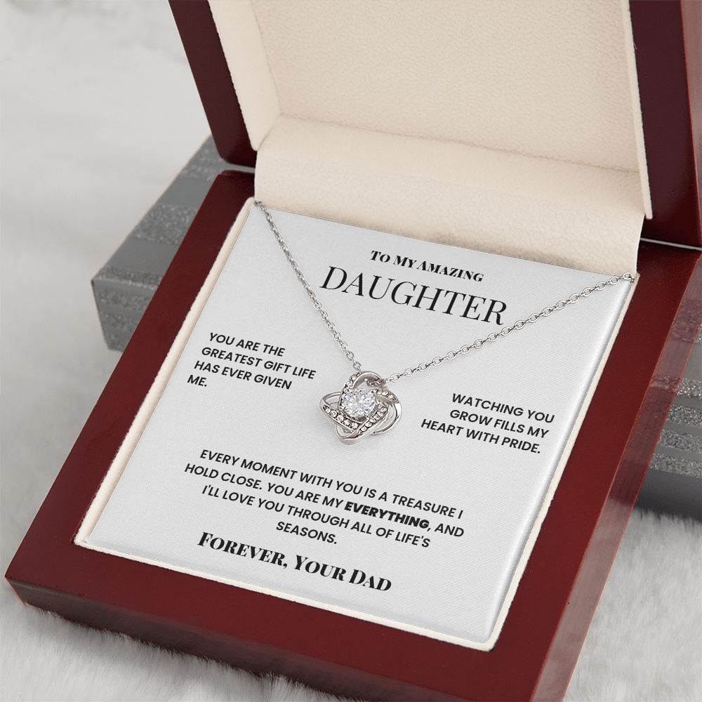To My Amazing, Daughter, Love Knot Necklace - You are the greatest gift
