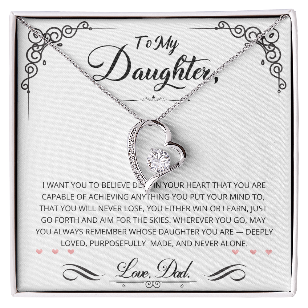 To My Daughter — You Either Win or Learn Forever Love Necklace (from Dad)