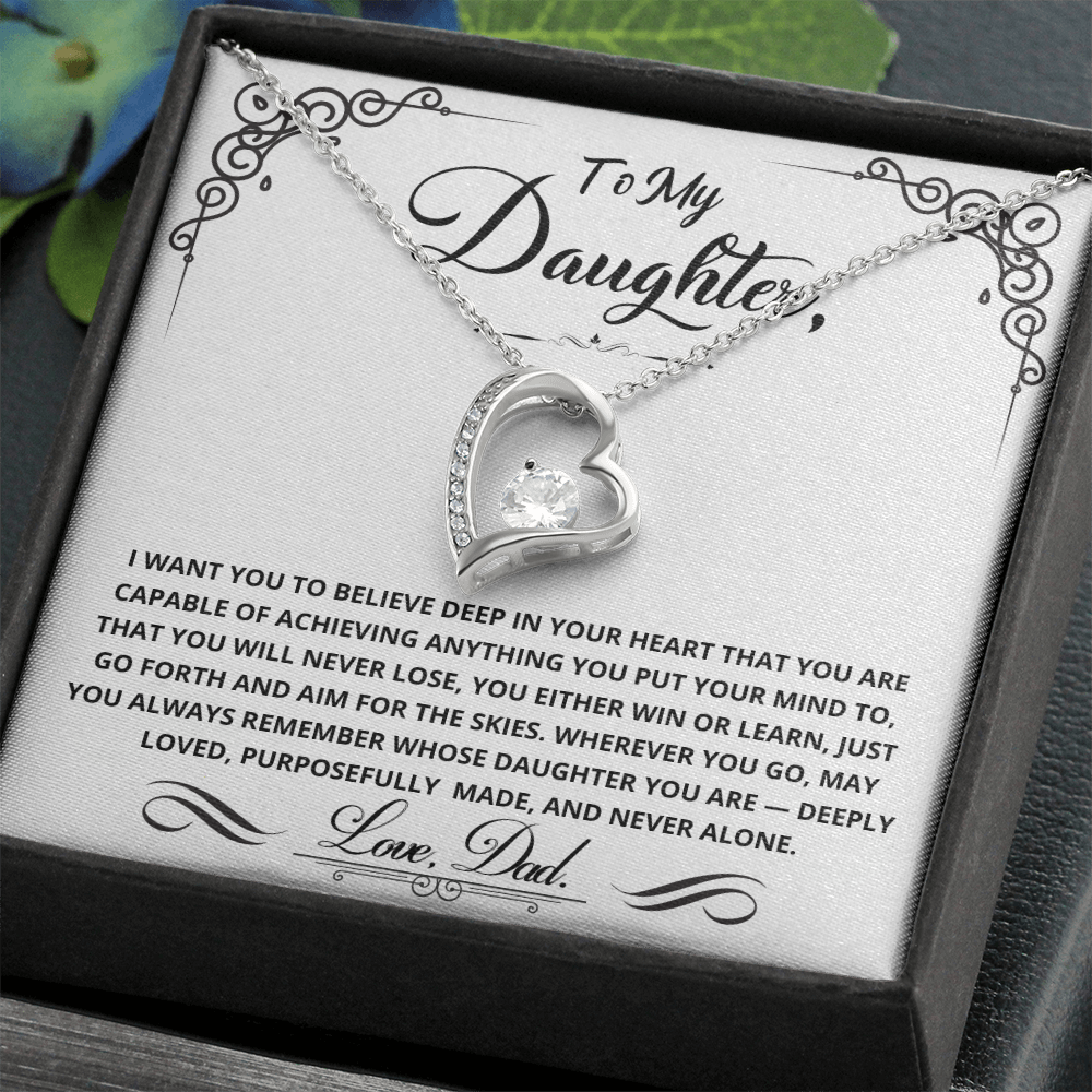 To My Daughter — You Either Win or Learn Forever Love Necklace (from Dad)