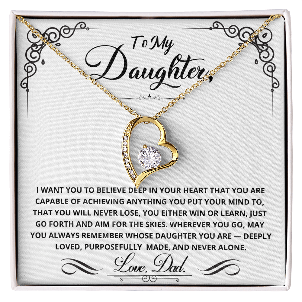 To My Daughter — You Either Win or Learn Forever Love Necklace (from Dad)