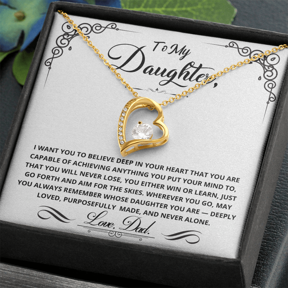 To My Daughter — You Either Win or Learn Forever Love Necklace (from Dad)