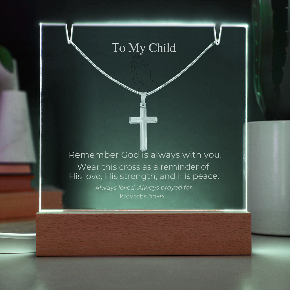To My Child Cross Necklace Gift Set (Proverbs 3:5–6)