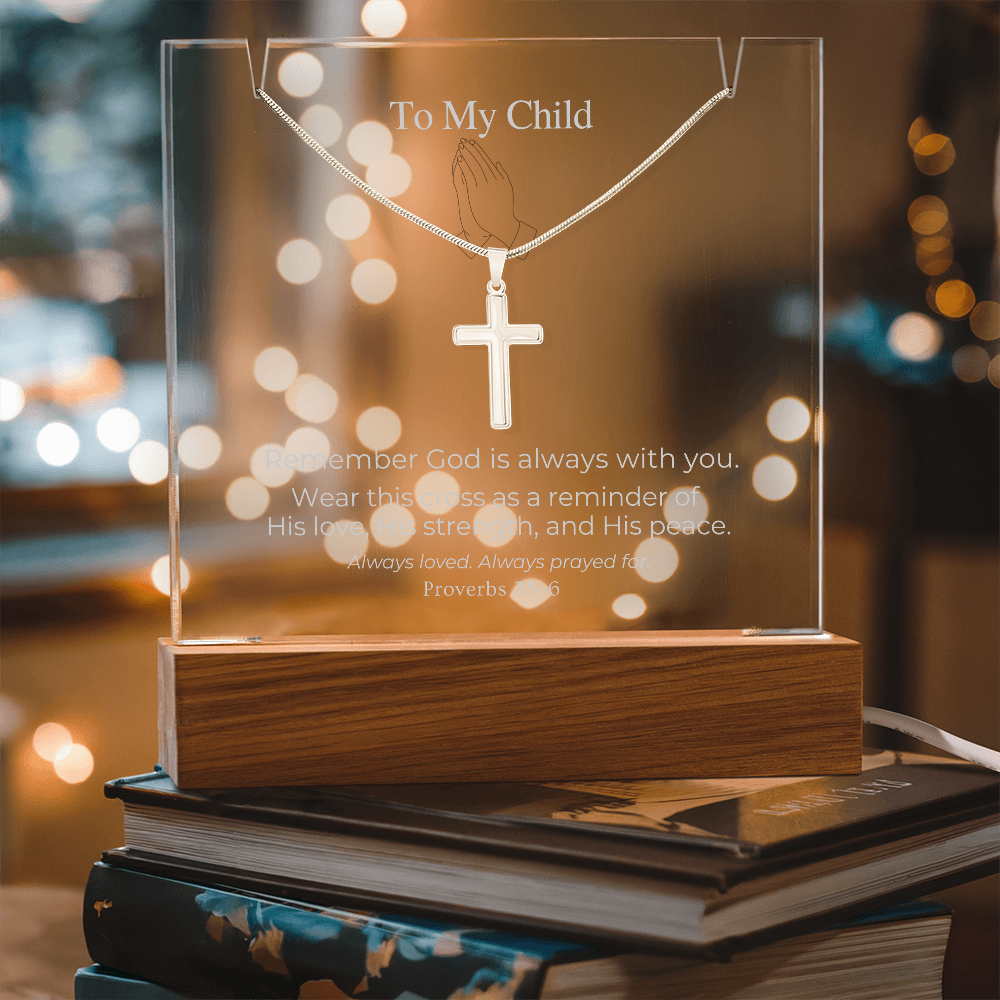 To My Child Cross Necklace Gift Set (Proverbs 3:5–6)