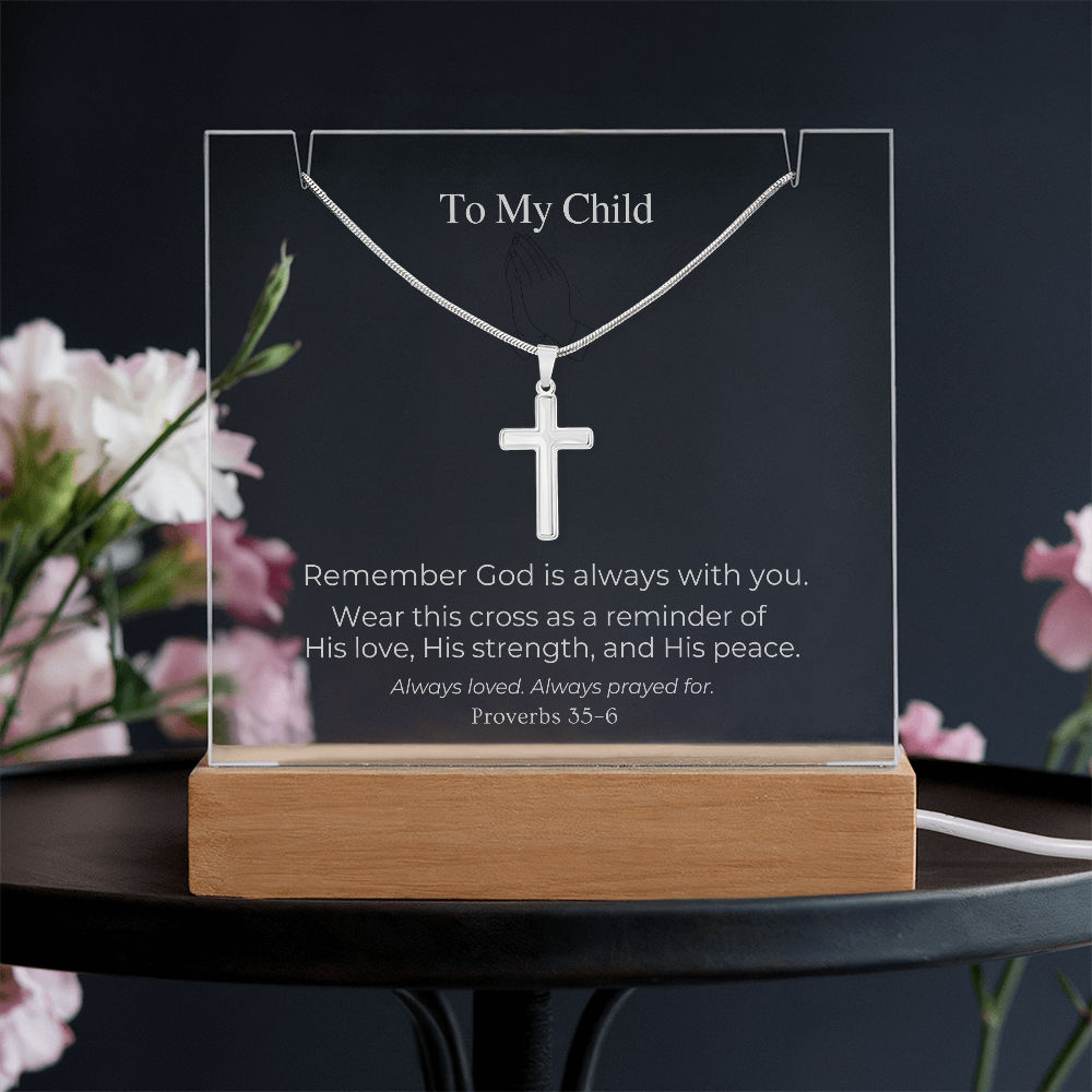To My Child Cross Necklace Gift Set (Proverbs 3:5–6)