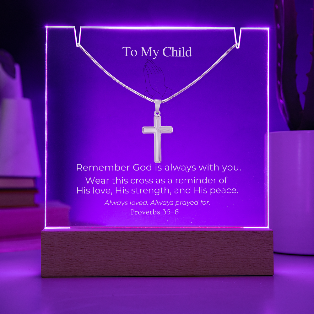 To My Child Cross Necklace Gift Set (Proverbs 3:5–6)