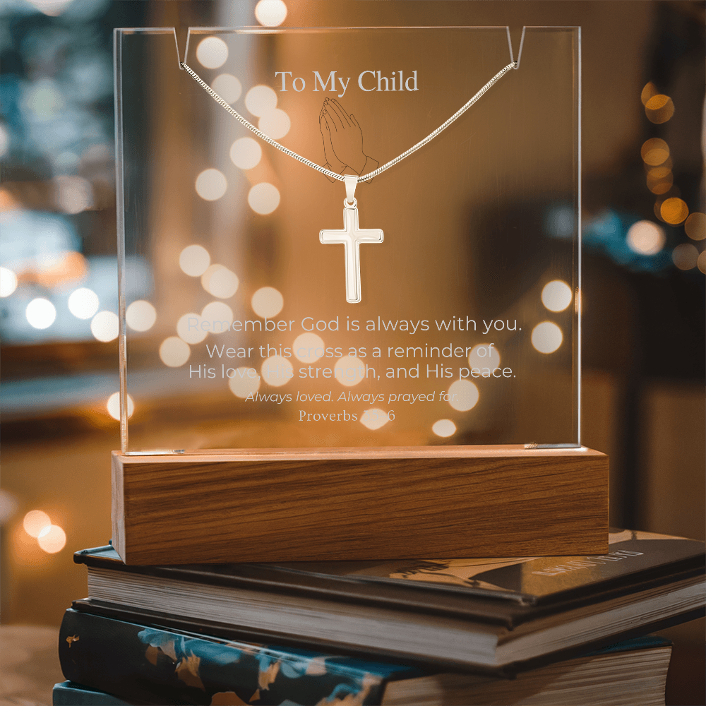 To My Child Cross Necklace Gift Set (Proverbs 3:5–6)
