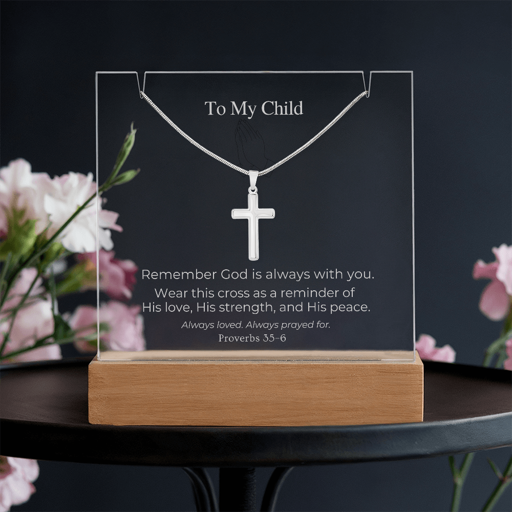 To My Child Cross Necklace Gift Set (Proverbs 3:5–6)
